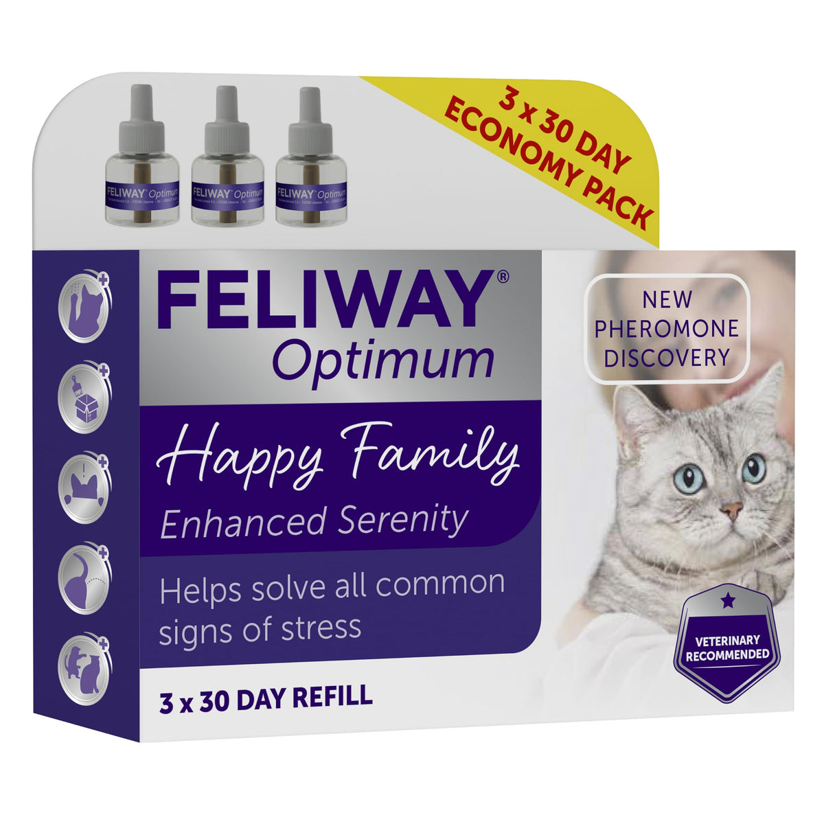 Feliway Optimum Cat Calming Pheromone Plug-In Diffuser Refill, 1 Refill