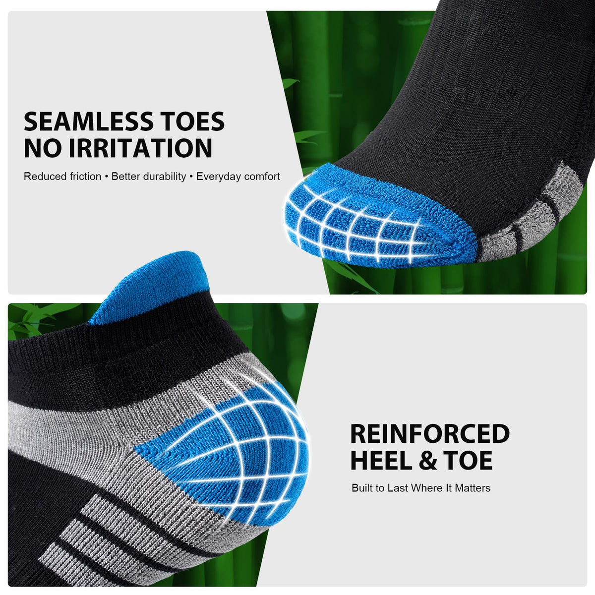 Bamboo Trainer Socks for Men Women Cushioned Ankle Socks