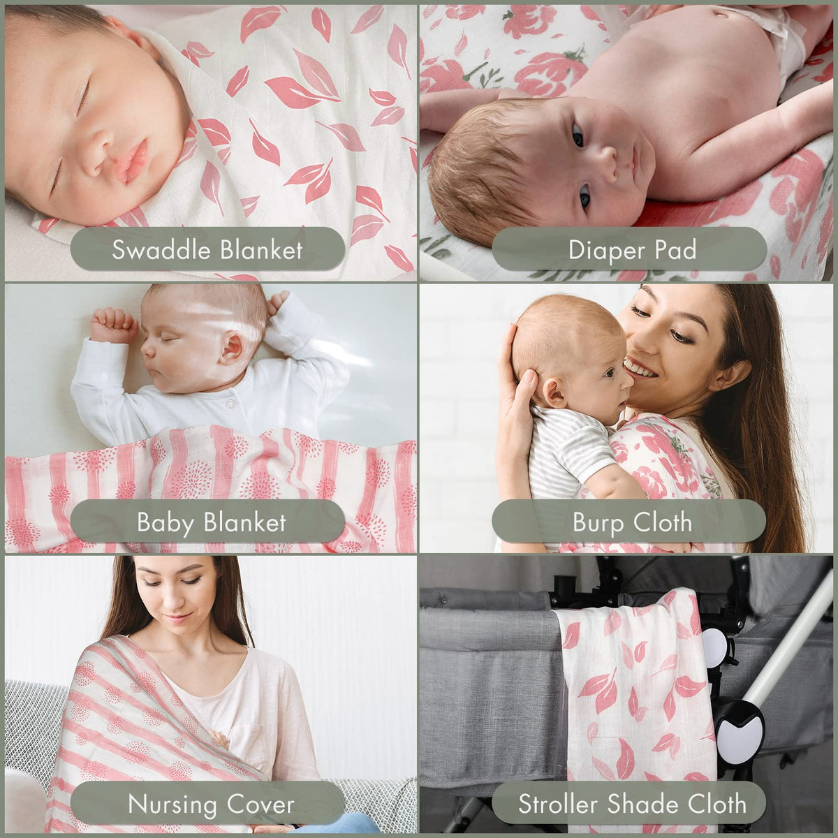 GLLQUEN BABY Muslin Squares Cloth for Baby 6pack 70cm x 70cm