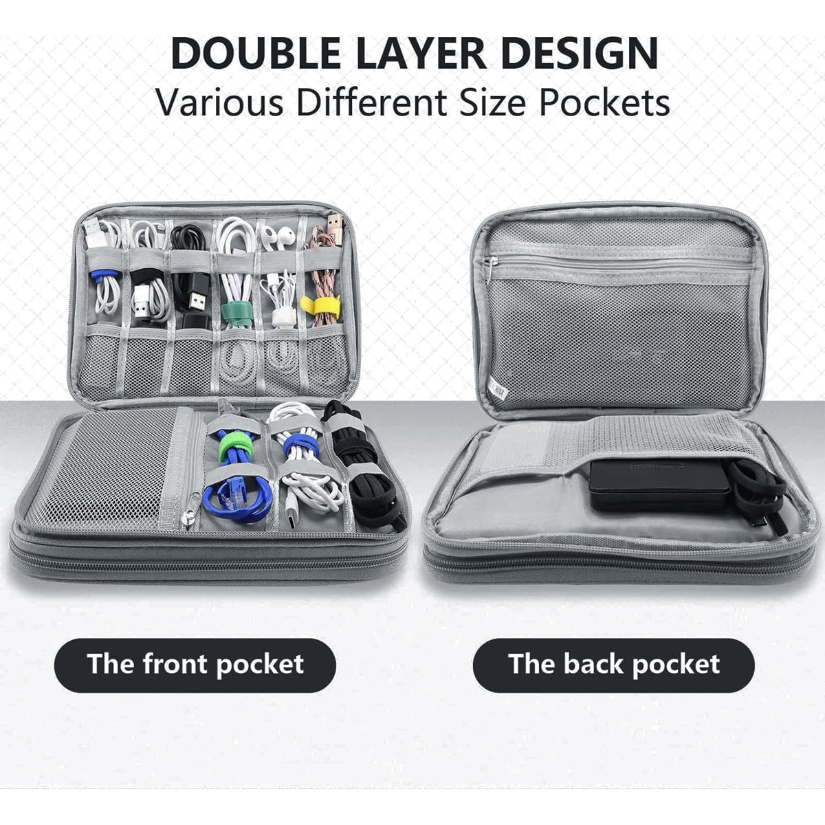 Teskyer Travel Cable Organiser Bag, Travel Essential, Dark Green
