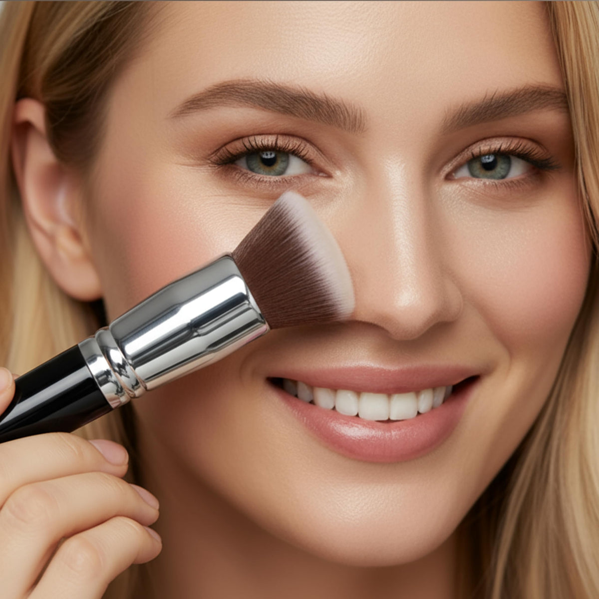 Make Up Brush Foundation Kabuki Flat Top, Perfect For Blending Liquid Cream