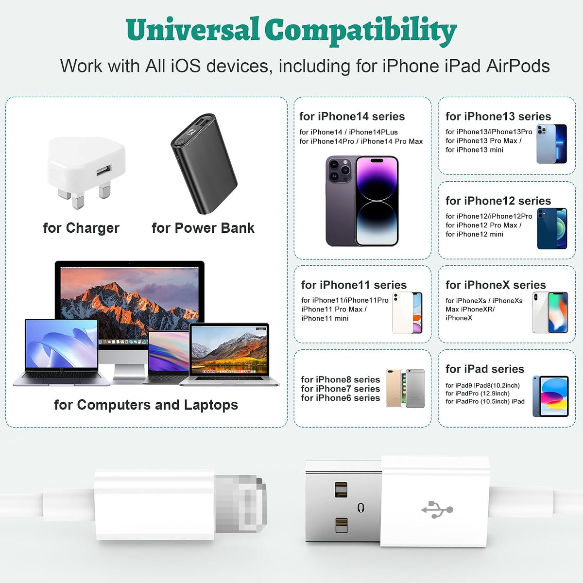 BSTOEM 4Pack for iPhone Charger Cable, 2M for Lightning to USB Cable