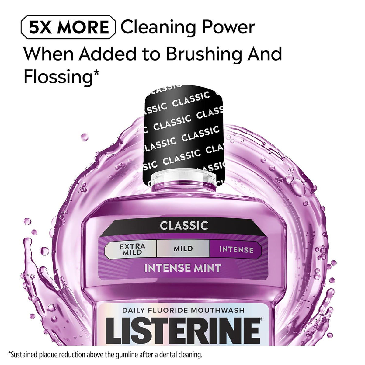 Listerine Total Care Intense Taste Classic Antibacterial Mouthwash (1000ml), Fresh Mint Blast Flavour With 6-in-1 Benefits, Helps Reduce Plaque and Freshens Breath