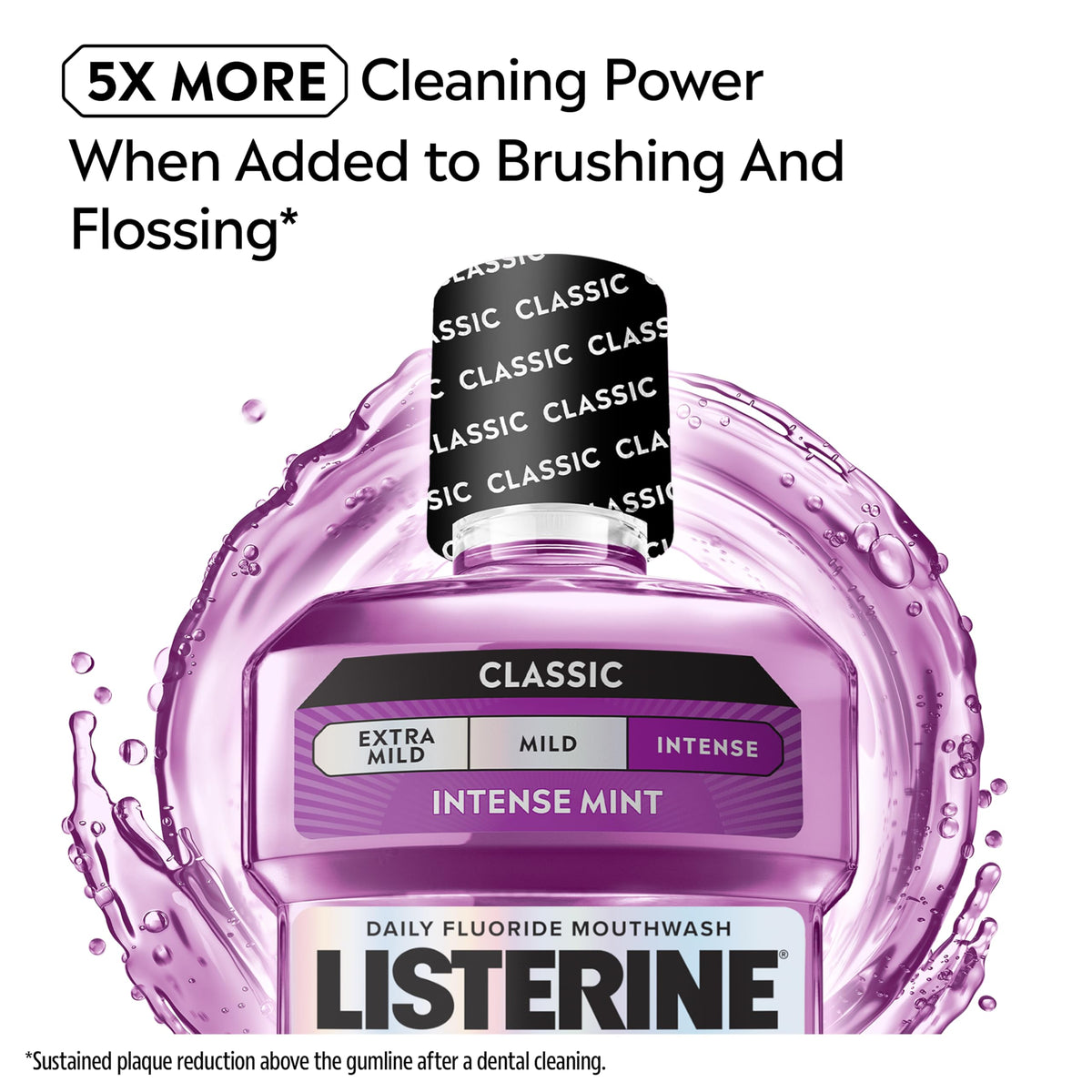 Listerine Total Care Intense Taste Classic Antibacterial Mouthwash (500ml), Fresh Mint Blast Flavour with 6-in-1 Benefits, Helps Reduce Plaque and Freshens Breath