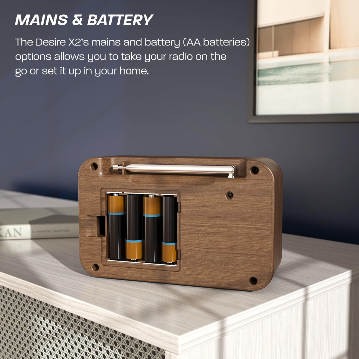 DAB/DAB+ & FM Portable Digital Radio | Simple Controls | Dual Alarms & Sleep Timer | Battery & Mains Powered (4x”AA”) | Bluetooth | Perfect for Home, Office or Outdoors | AZATOM Desire X2 (Black)