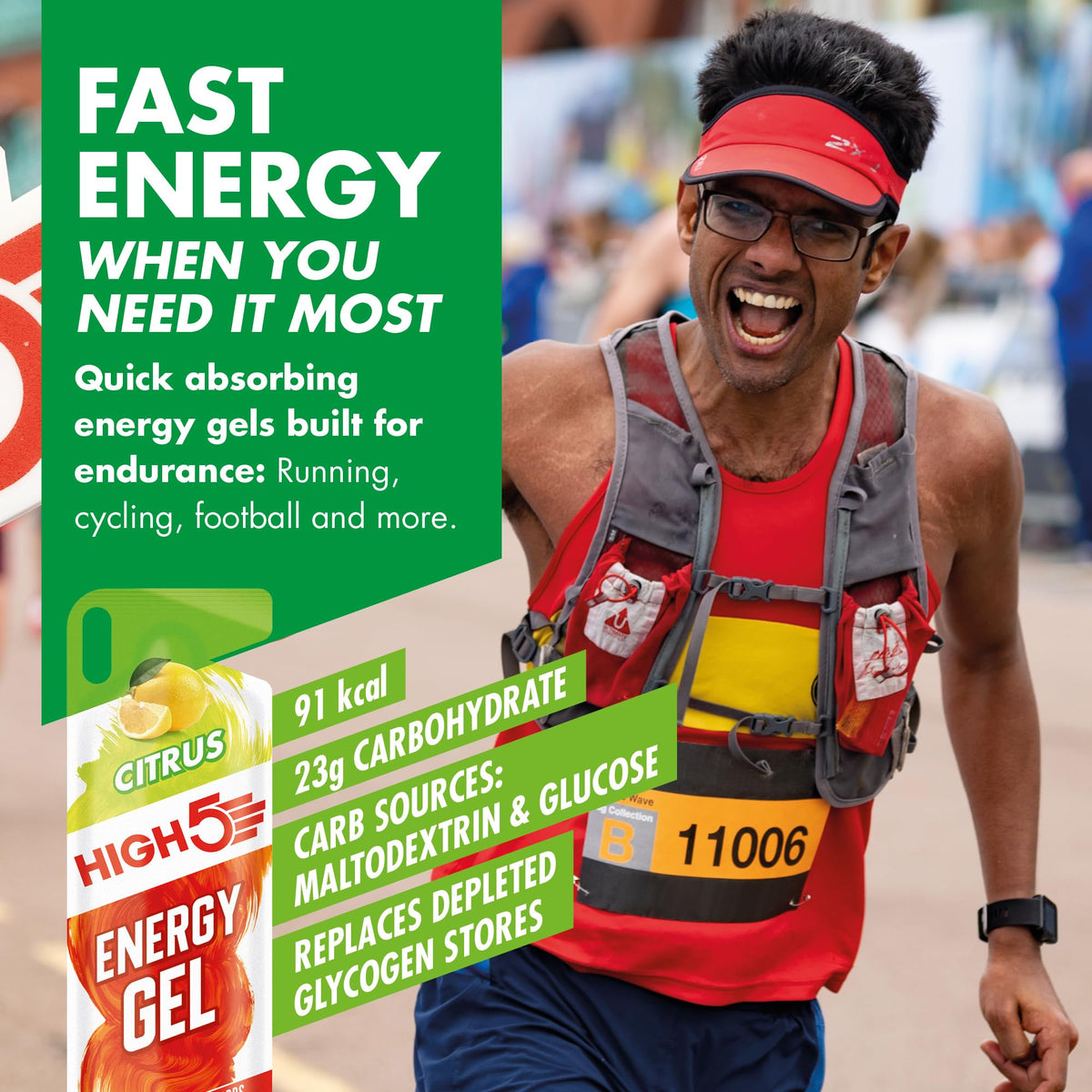 HIGH5 Energy Gels, Running Gel for Fast & Sustained Energy, Mixed, 8 x 40g