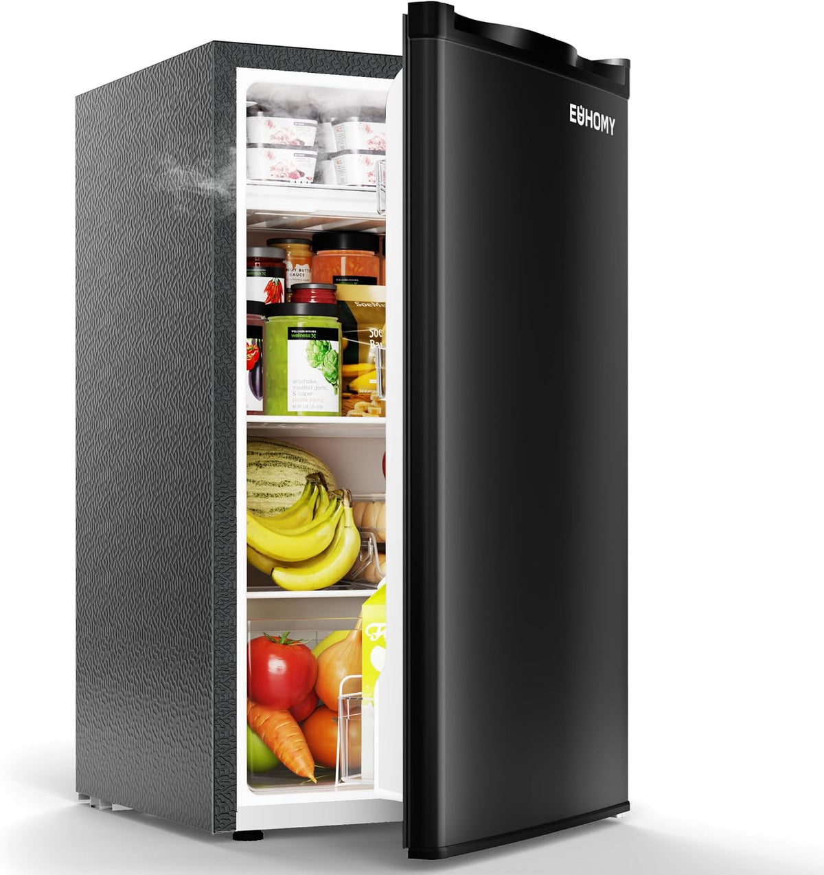 93L Under Counter Fridge, 38dB Ultra-Quiet Undercounter Mini Fridge, Black