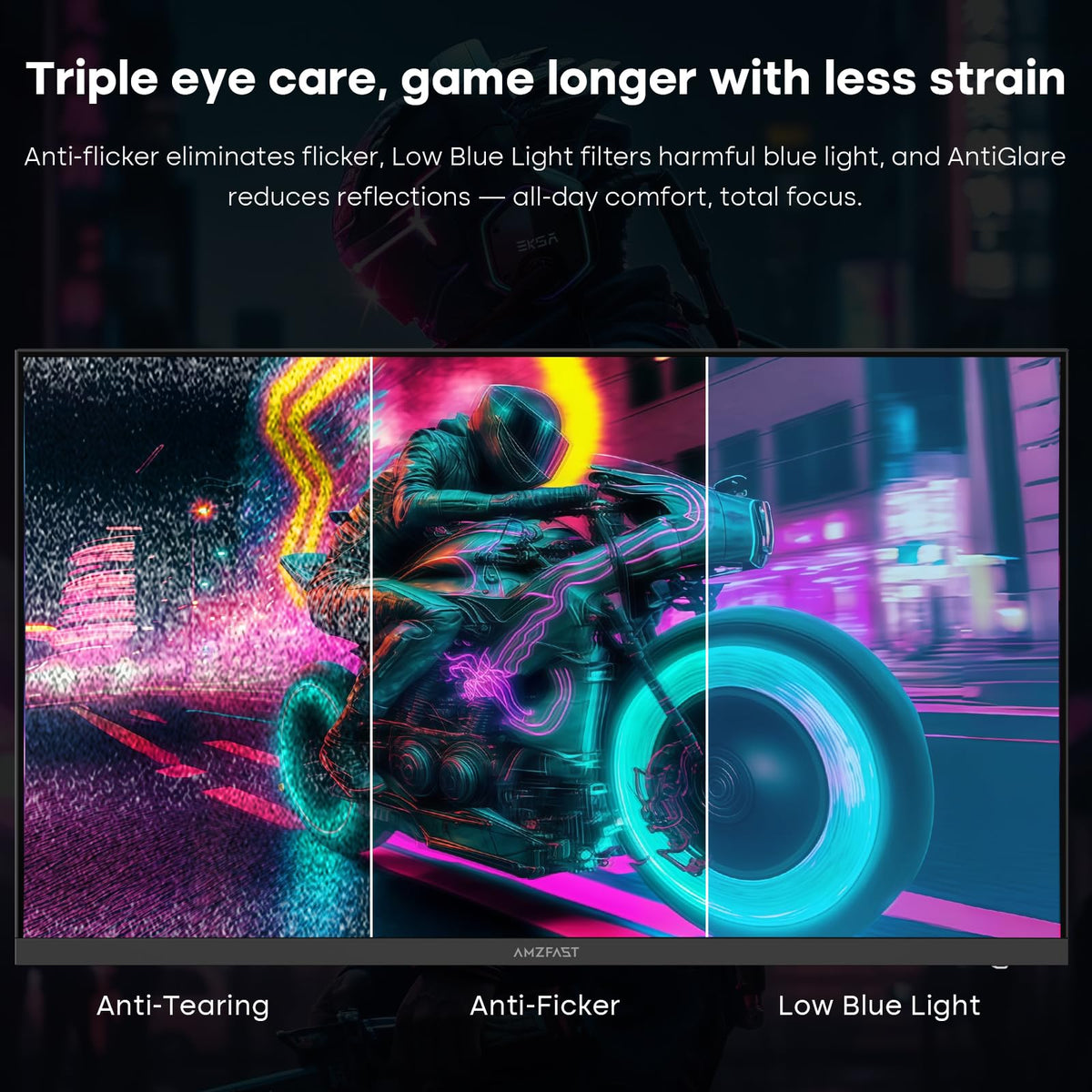 Amzfast 24 Inch 200Hz Gaming Monitor, FHD 1080P Fast IPS, 1ms MPRT, Adaptive Sync, AI-Crosshair, 110% sRGB, HDR, Low Blue Light, HDMI2.0&DP1.4, VESA75x75mm for PC Desktop Laptop PS5 Xbox, G24X1W
