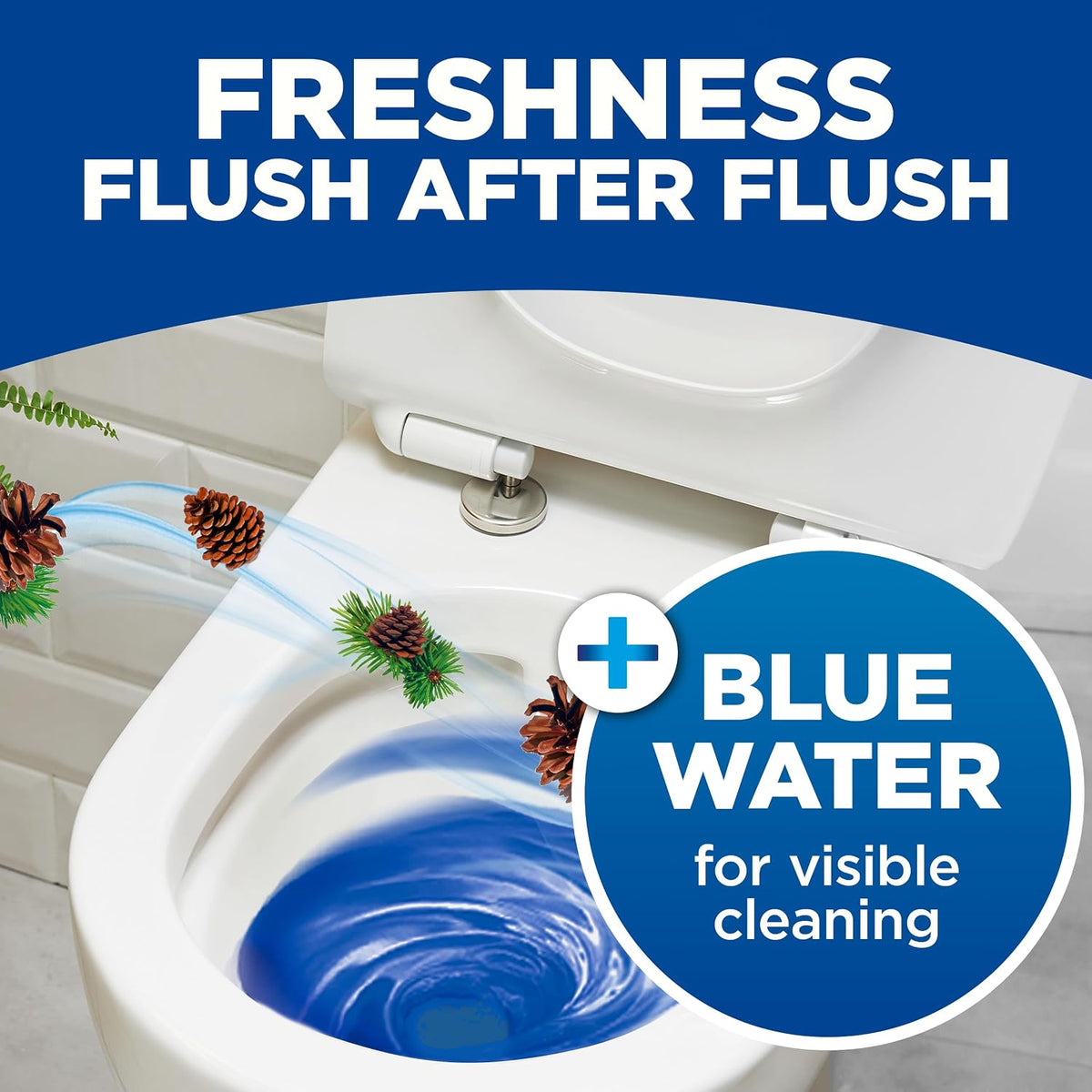Bloo New 3in1 Toilet Blocks, Pack of 2, Toilet Limescale Remover Cistern Block, Toilet Cleaner Block with Cleaning and Foaming Action, Toilet Fresheners - Limescale Prevention
