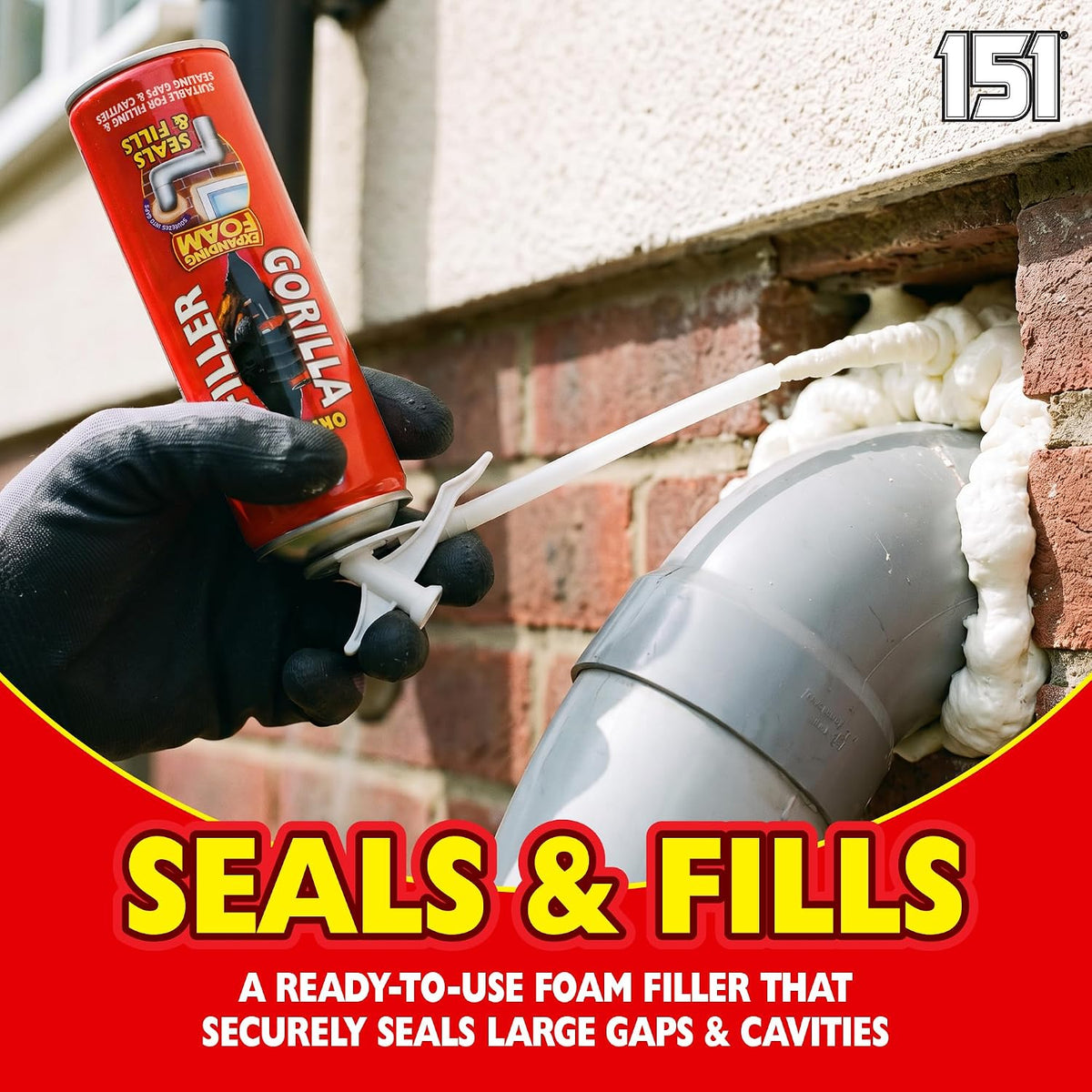 Gorilla Filler 500ml - Expanding Foam Filler | Weatherproof - Ideal for Pipes, Windows, Doors (For Internal & External Use) 500ml