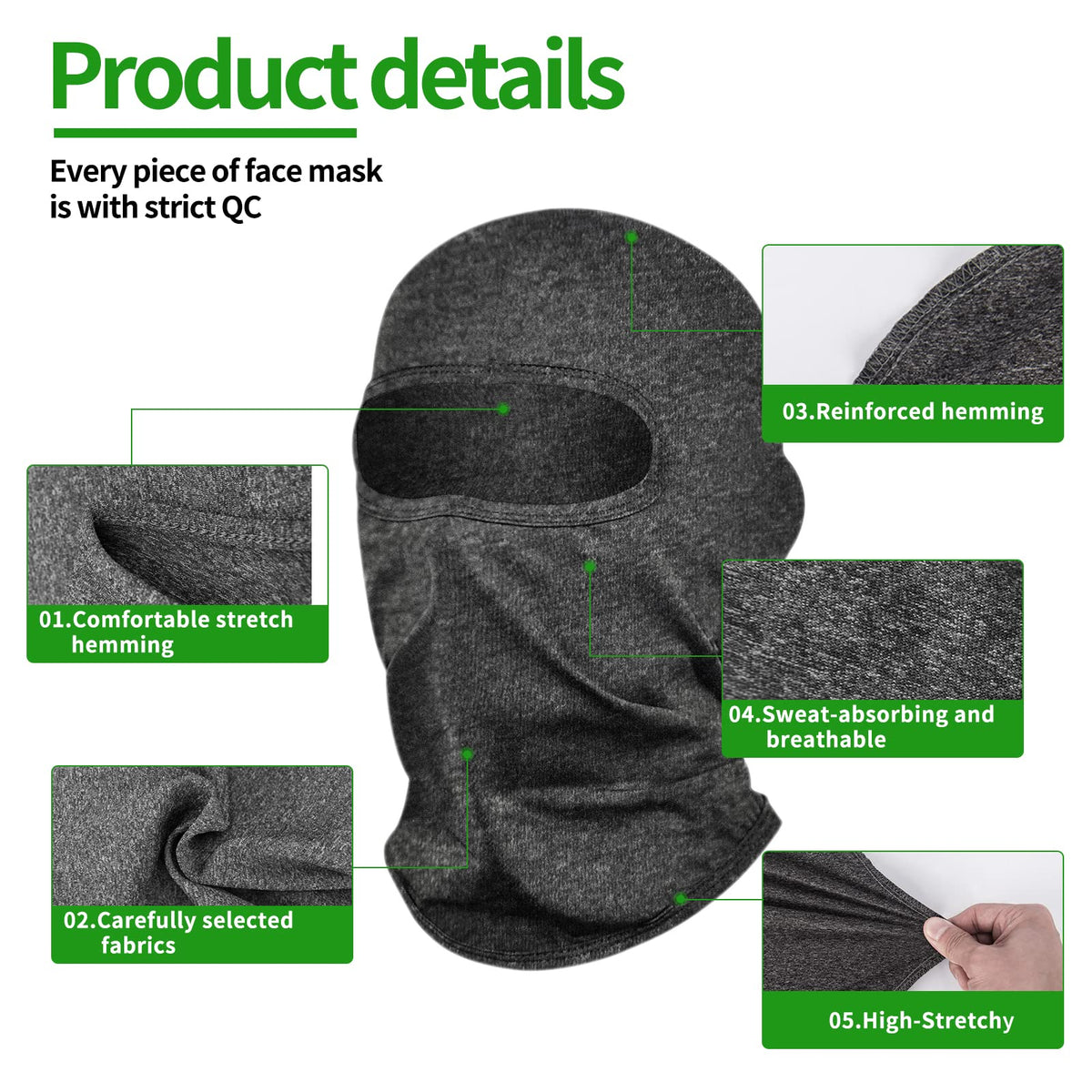 LONGKING Balaclava Ski Face Mask, UV Protector Windproof Lightweight Neck Warmer Motorcycle Cycling, Skiing, Snowboarding for Men/Women