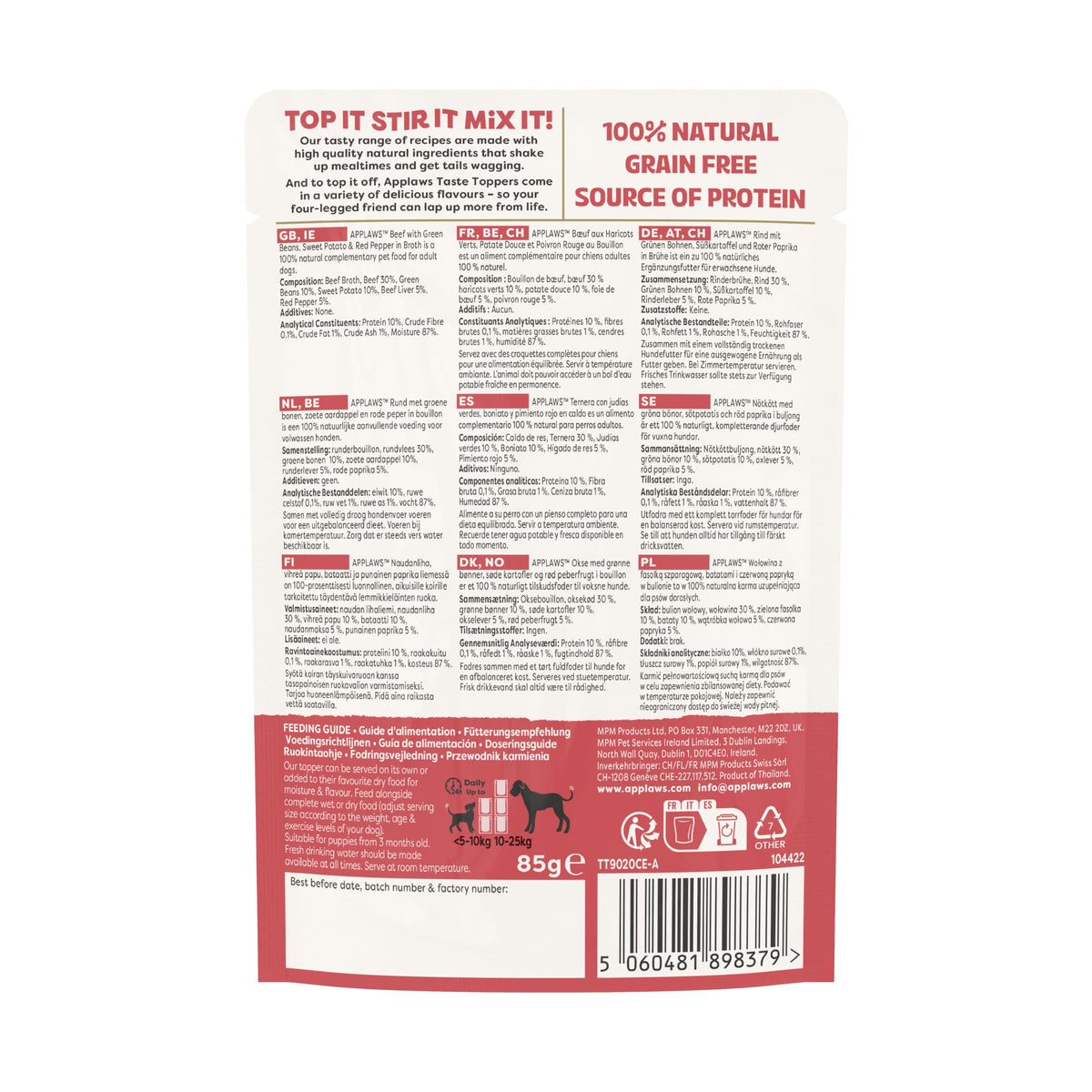 Applaws Natural Wet Dog Food Topper, Chicken Selection in Broth, 8x156g Tin