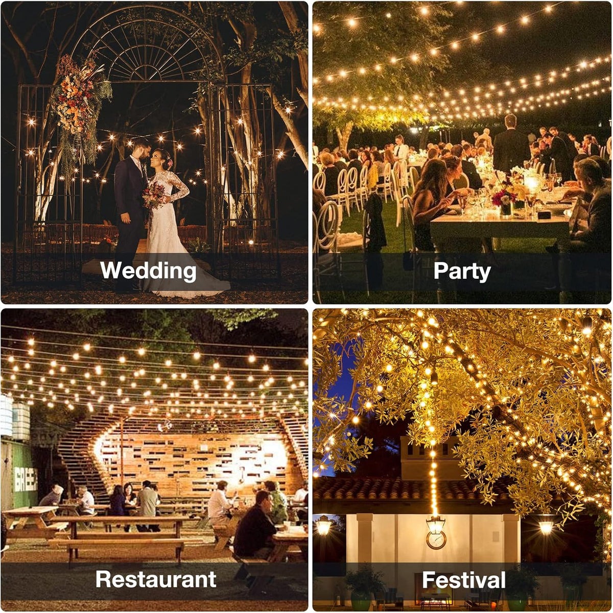 GPATIO Garden Lights, 30FT/9M LED Festoon Lights with 16 Shatterproof Bulbs