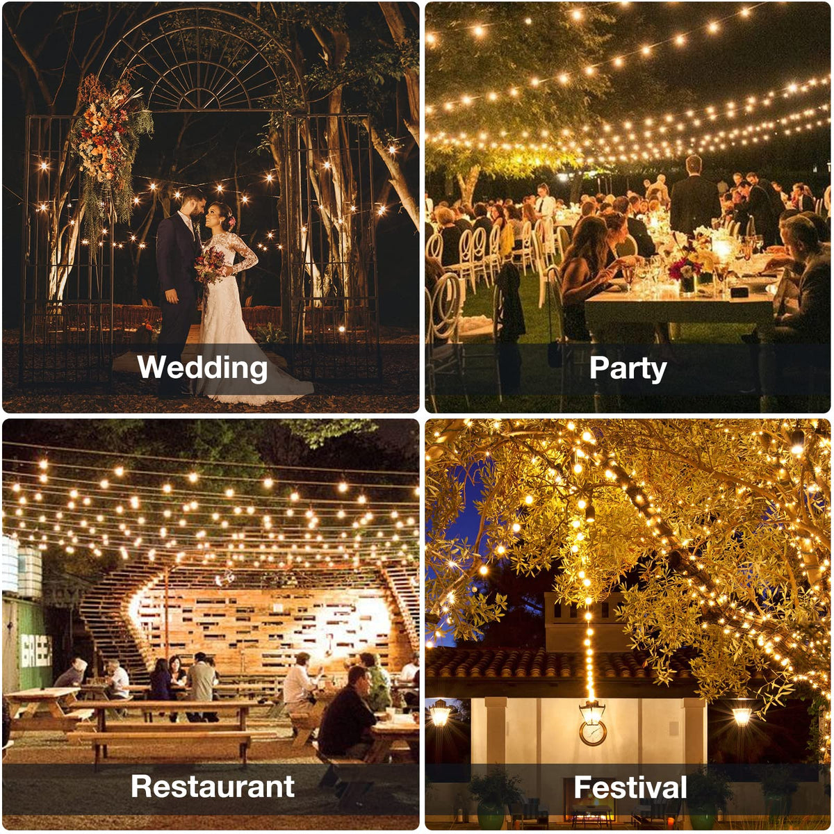 GPATIO Garden Lights, 30FT/9M LED Festoon Lights with 16 Shatterproof Bulbs