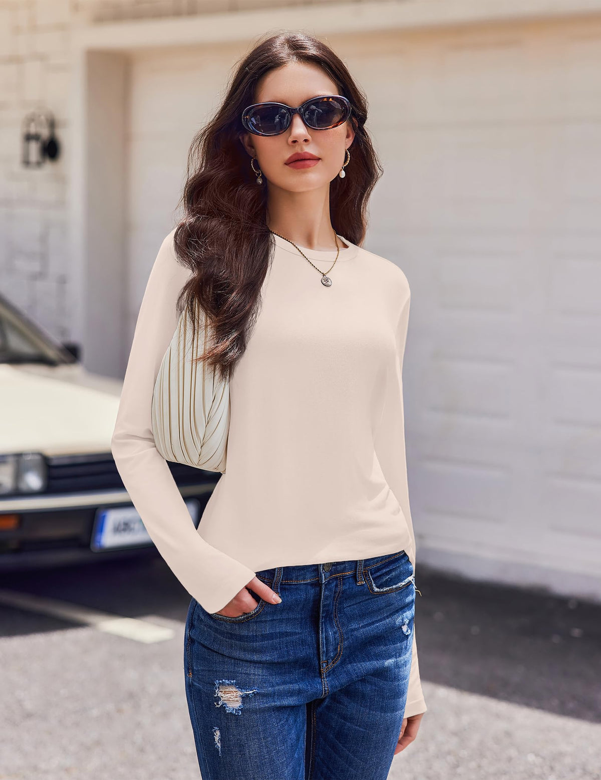 Ekouaer 1/3 Pack Womens Tops Long Sleeve T Shirts Soft Basic Tunic Top
