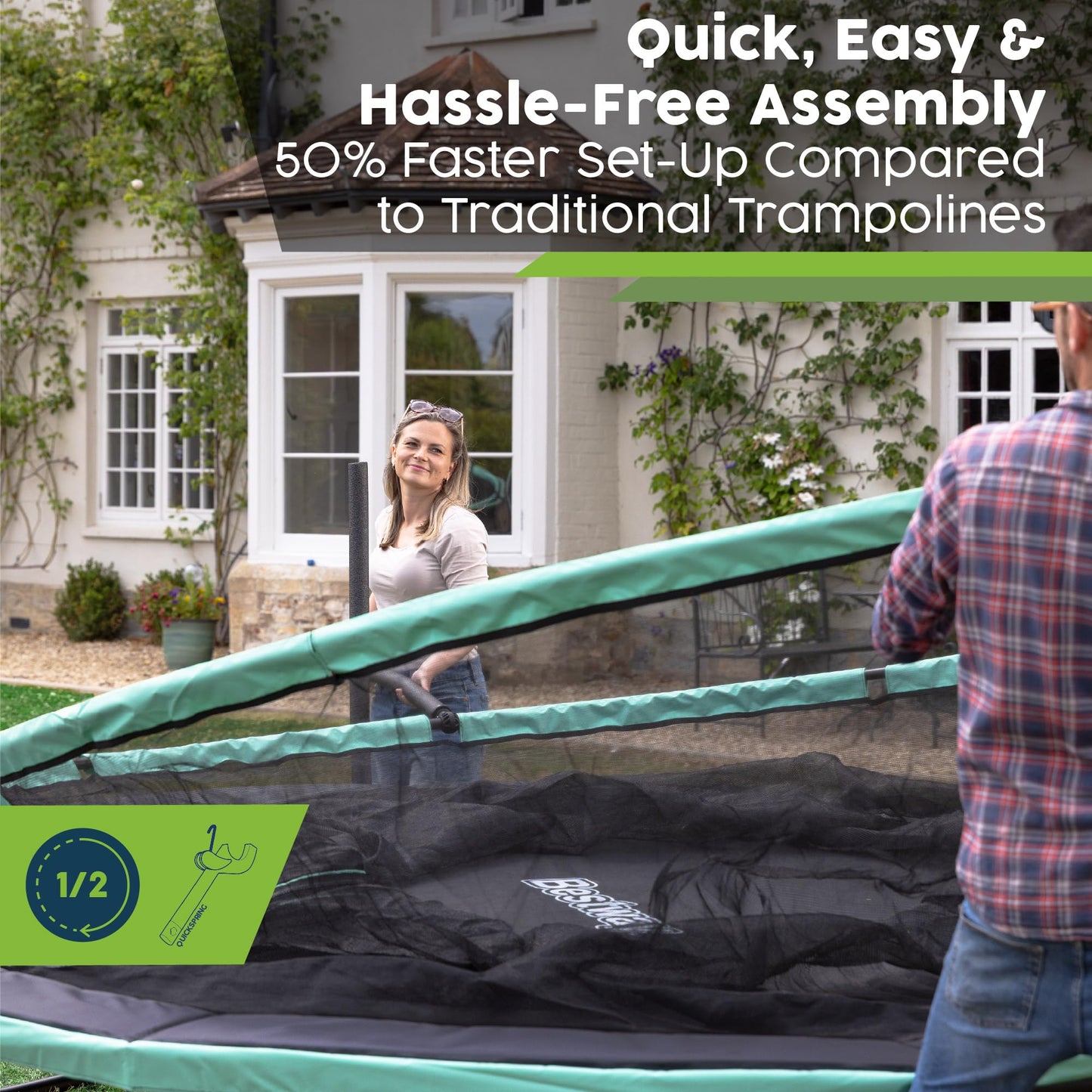 Bestway Xtreme Air Trampoline, 8ft/10ft/12ft Outdoor Round Trampoline with Fully Sewn Gap-Free Safety Enclosure Net, Ladder & Anchor Kit, 2-Year Warranty Guaranteed