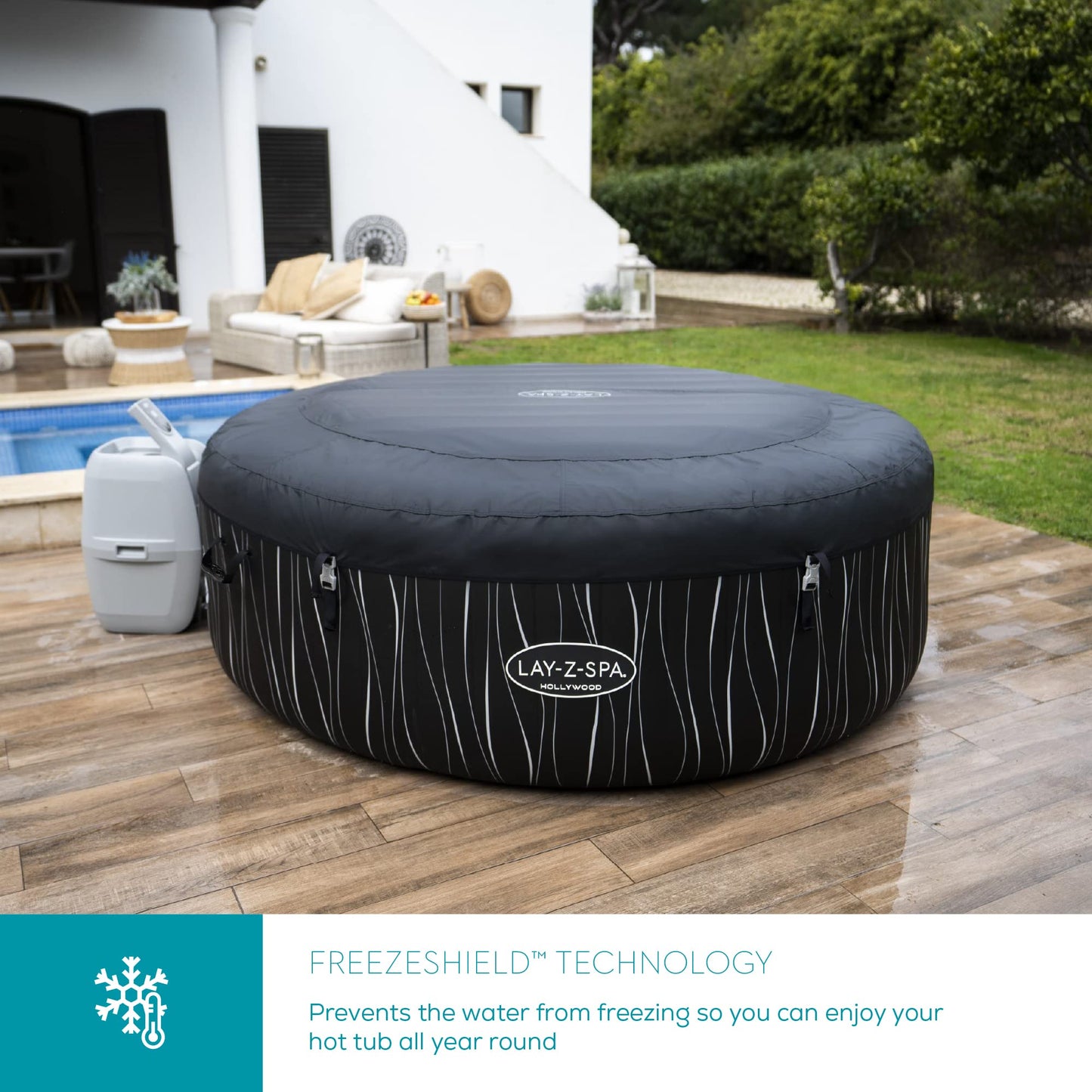 Lay-Z-Spa Paris Luxe AirJet Inflatable Hot Tub with 140 AirJets, LED Lighting System, FreezeShield, Energy-Saving Timer & Ultra-Durable TriTech Construction, Fits Up to 6 People
