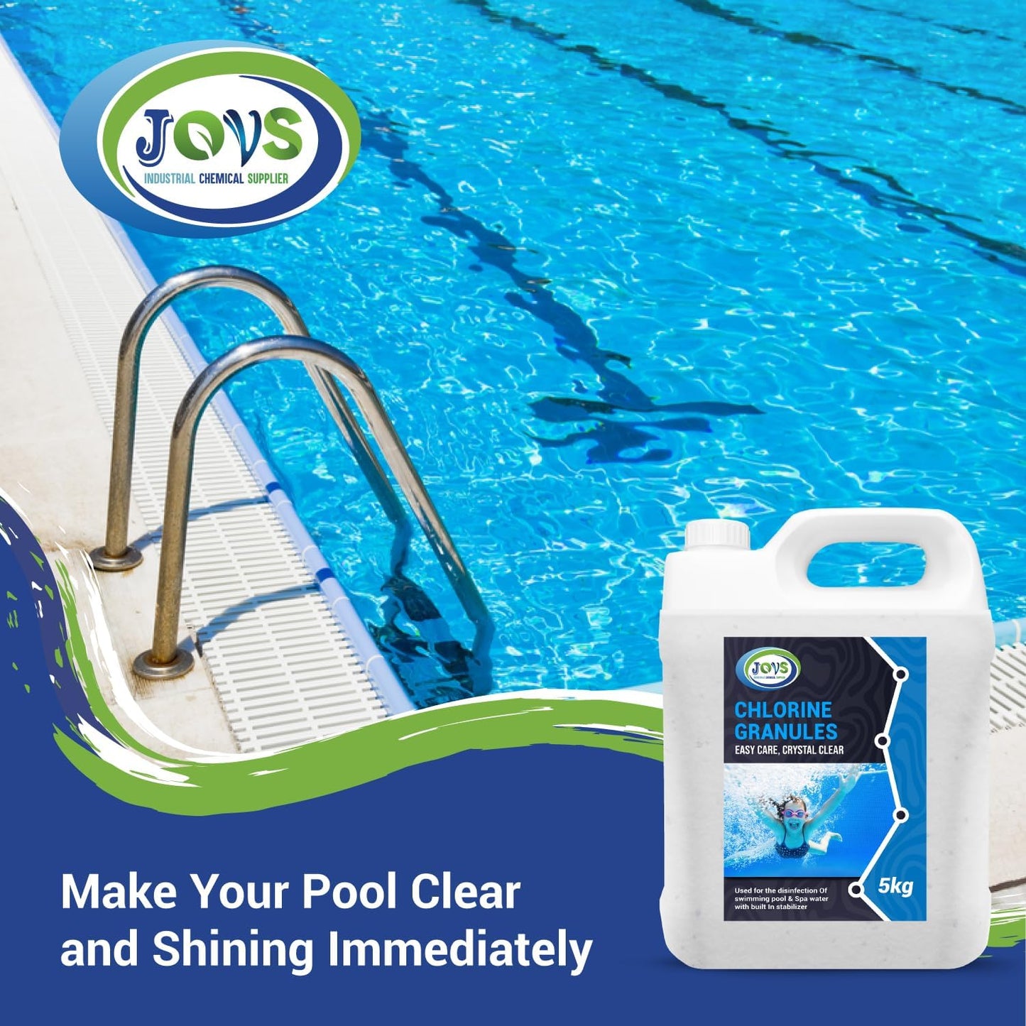 JOVS Non Chlorine Shock 5kg - Spa Treatment for Hot Tubs & Swimming Pools - Water Clarifier, Paddling Reducer, Cleaner, and Pool Maintenance Essential - Included Pool Chemicals.