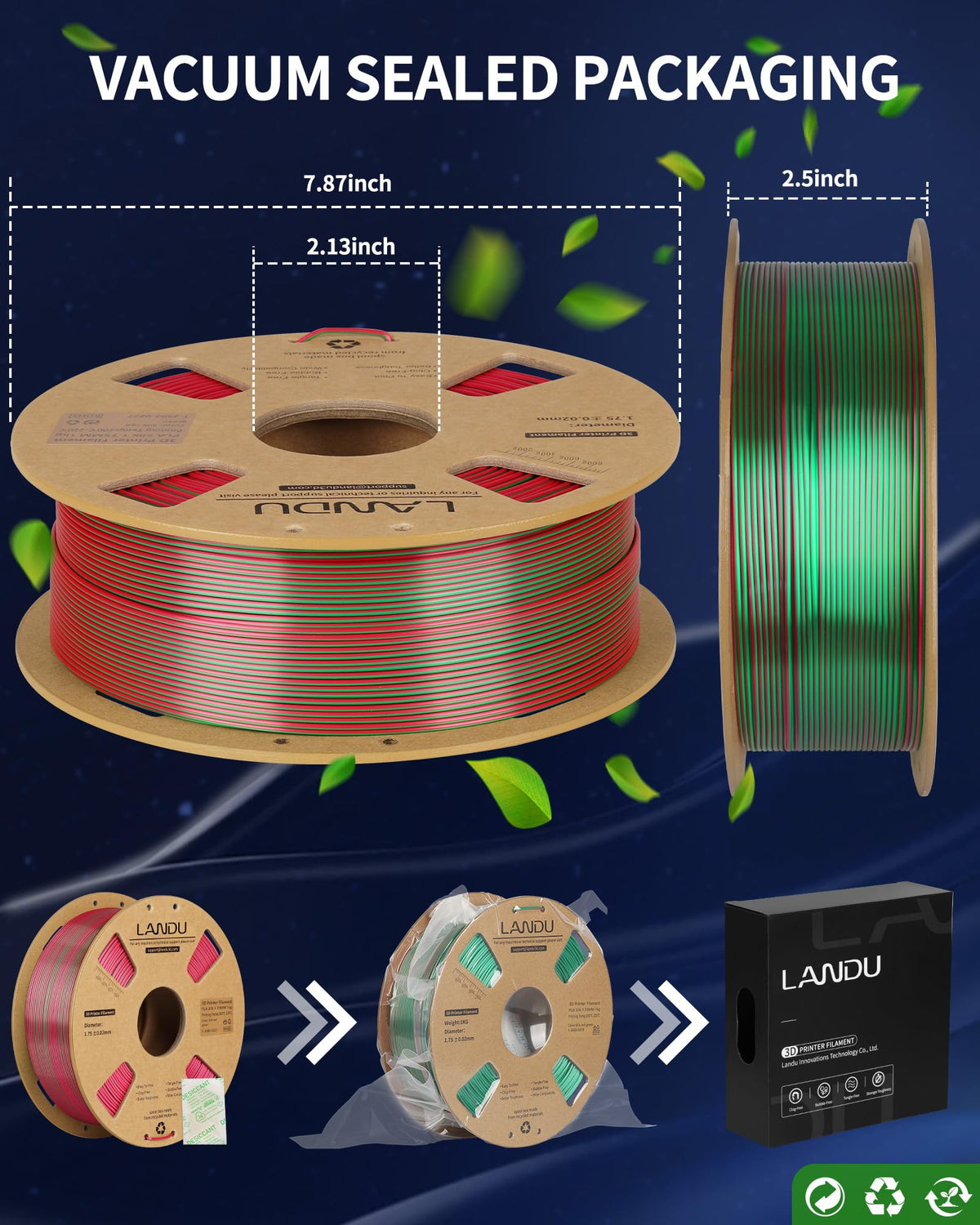 LANDU Filament Dryer 3D Printer Filament Dry Box,2 Spools Double Fast Heating Upgraded Filament Dehydrator Keeping Filaments Dry for 1.75mm/2.85mm One-Key Set for PLA PETG ABS TPU