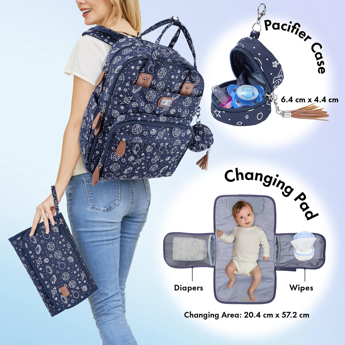 Dikaslon Baby Changing Bags Backpack, Large Baby Bag, 19 Pockets, Outdoors