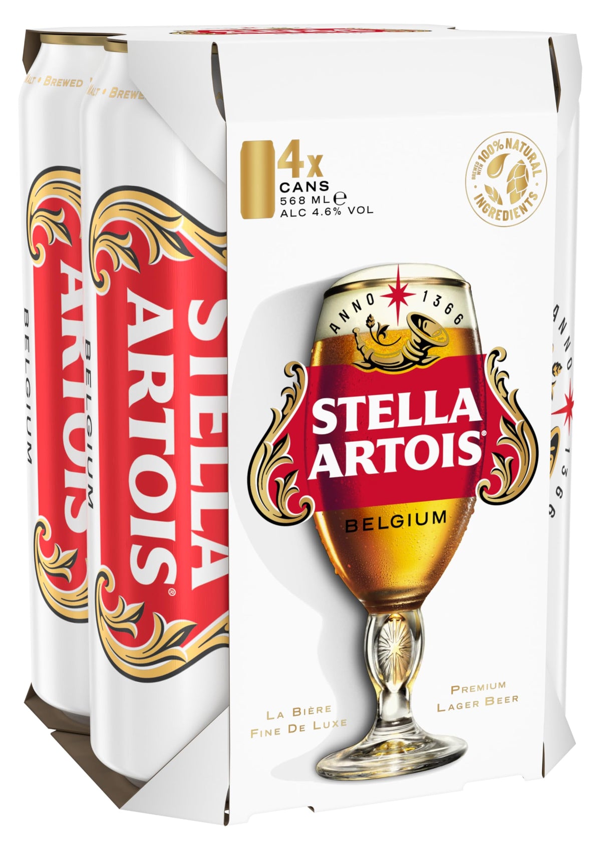 Stella Artois Premium Lager Beer Can, 440ml (Pack of 18) Packaging May Vary