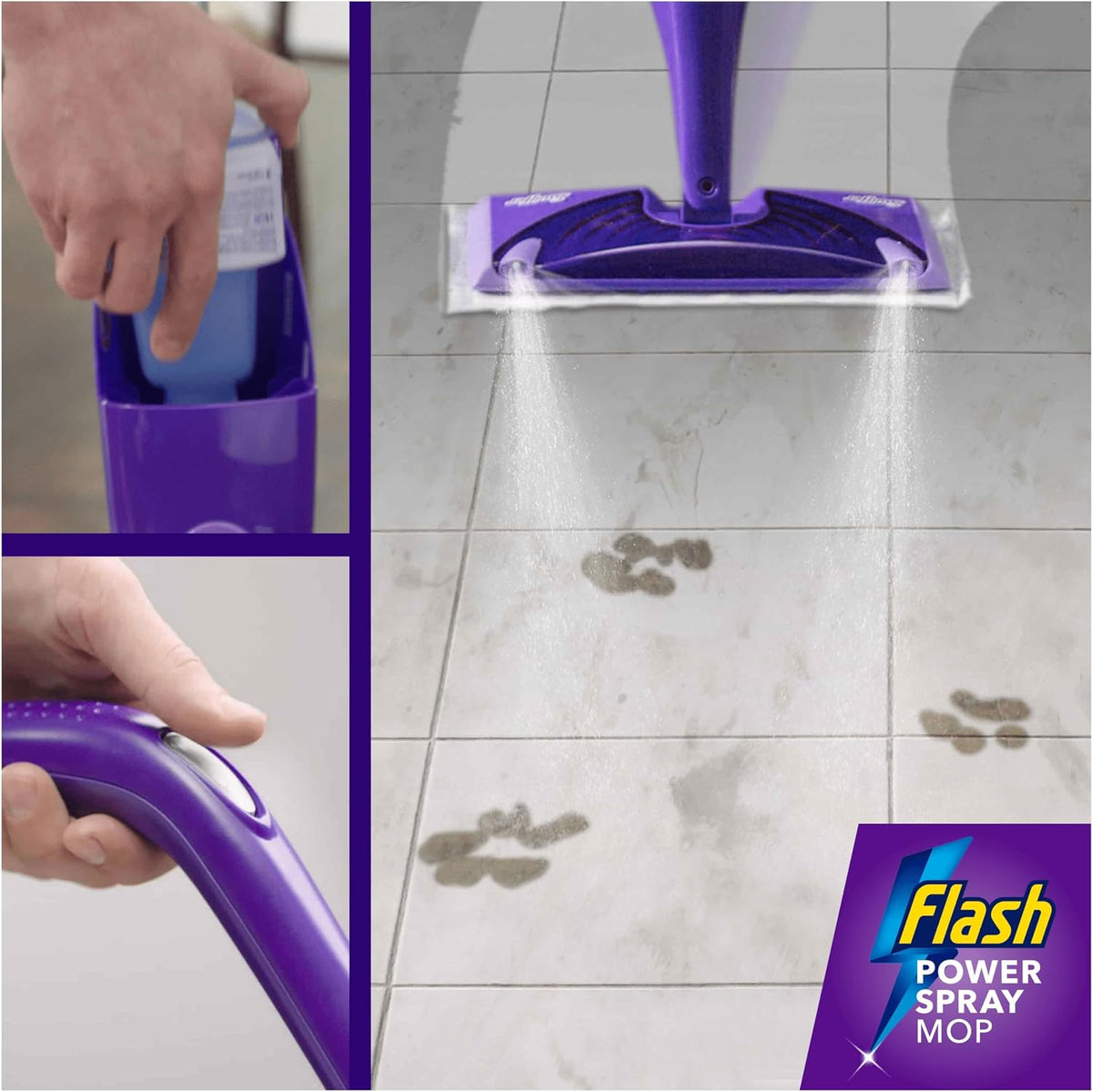 Flash Power Spray Mop Floor Cleaner Liquid Citrus 4x1.25L