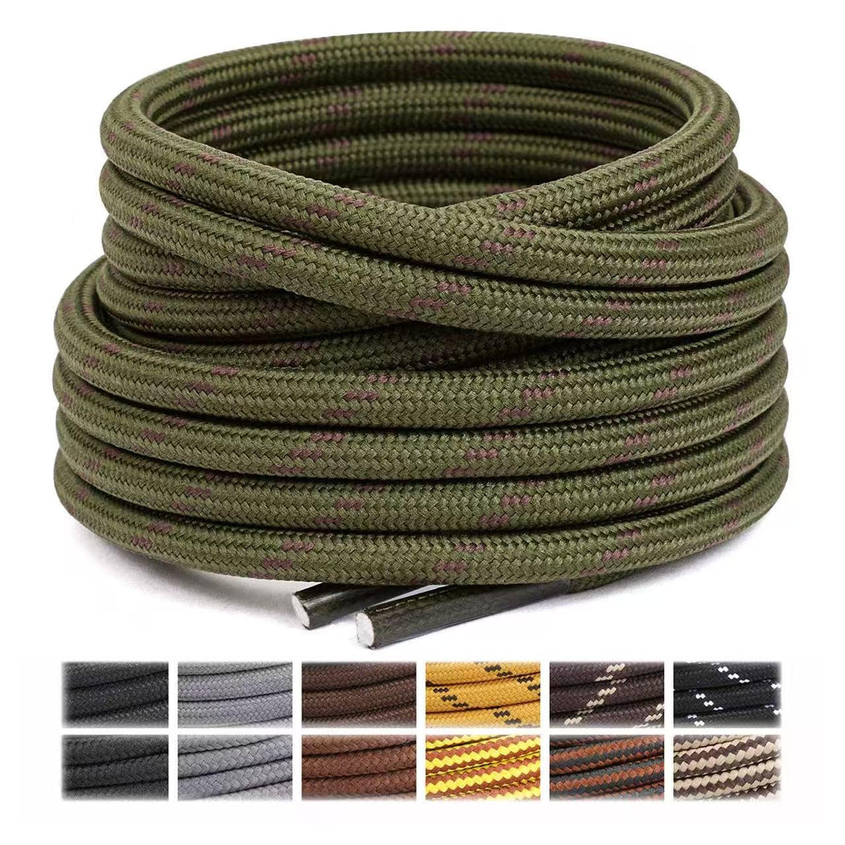 Stepace 2 Pairs Round Heavy Duty Boot Laces for Hiking and Work Boots