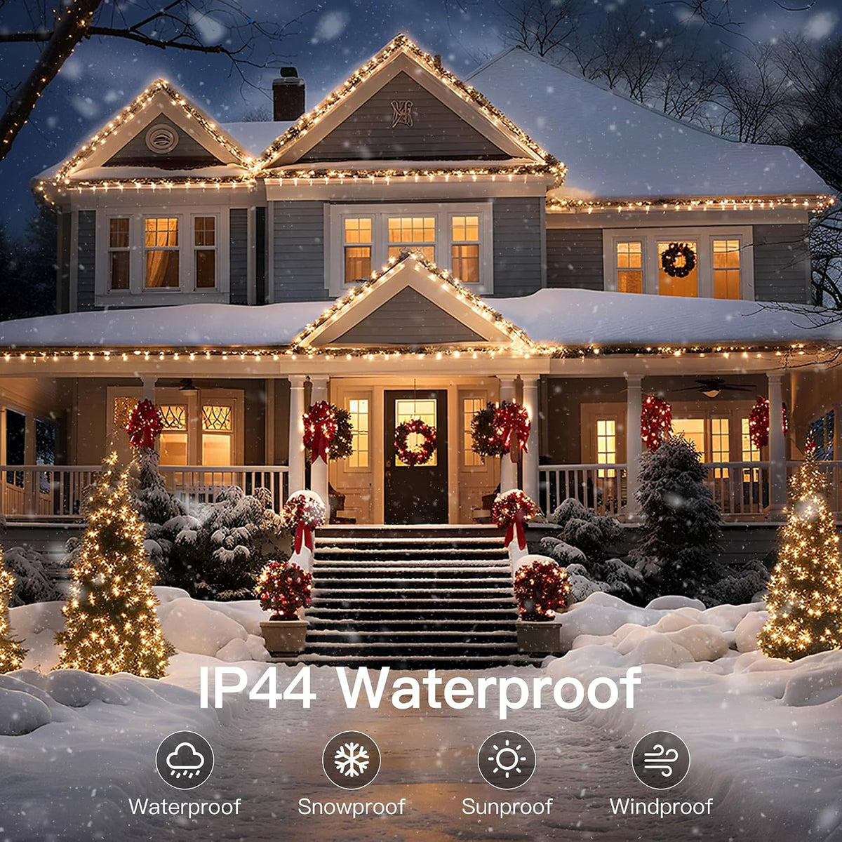 Ollny Smart Outdoor Fairy Lights, 20m 200 LEDs, RGB+W, App Control