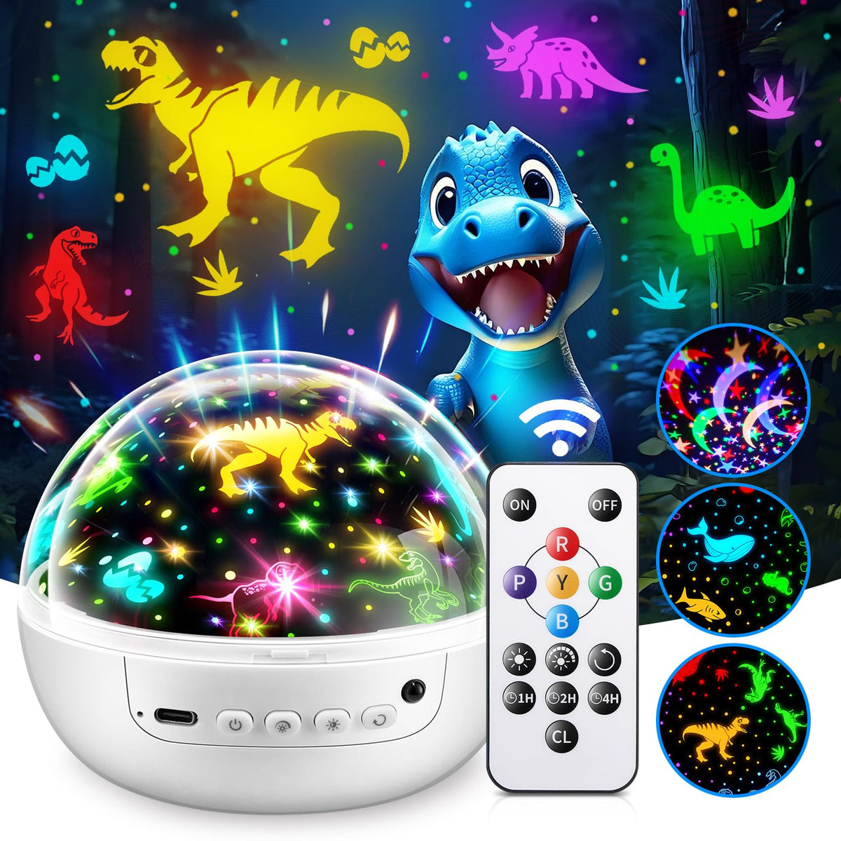 Dinosaur Toys for Boys,3HD Films Night Light Projector,31 Colors Boy Toys