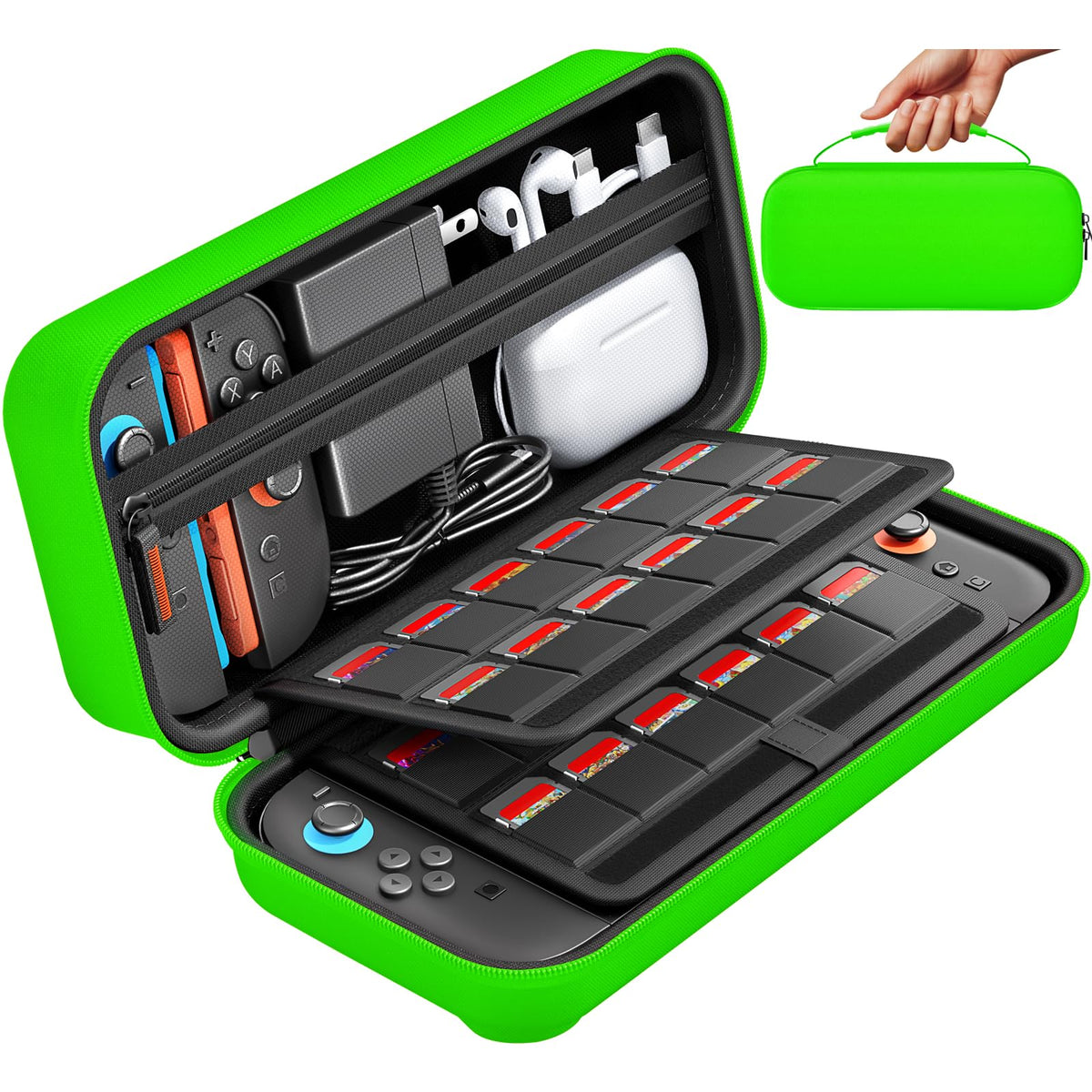 daydayup Switch 2 Carry Case Compatible with Nintendo Switch 2, with 24 Games Cartridges Protective Hard Shell Travel Carrying Case Pouch for Switch 2 Console & Accessories,Black