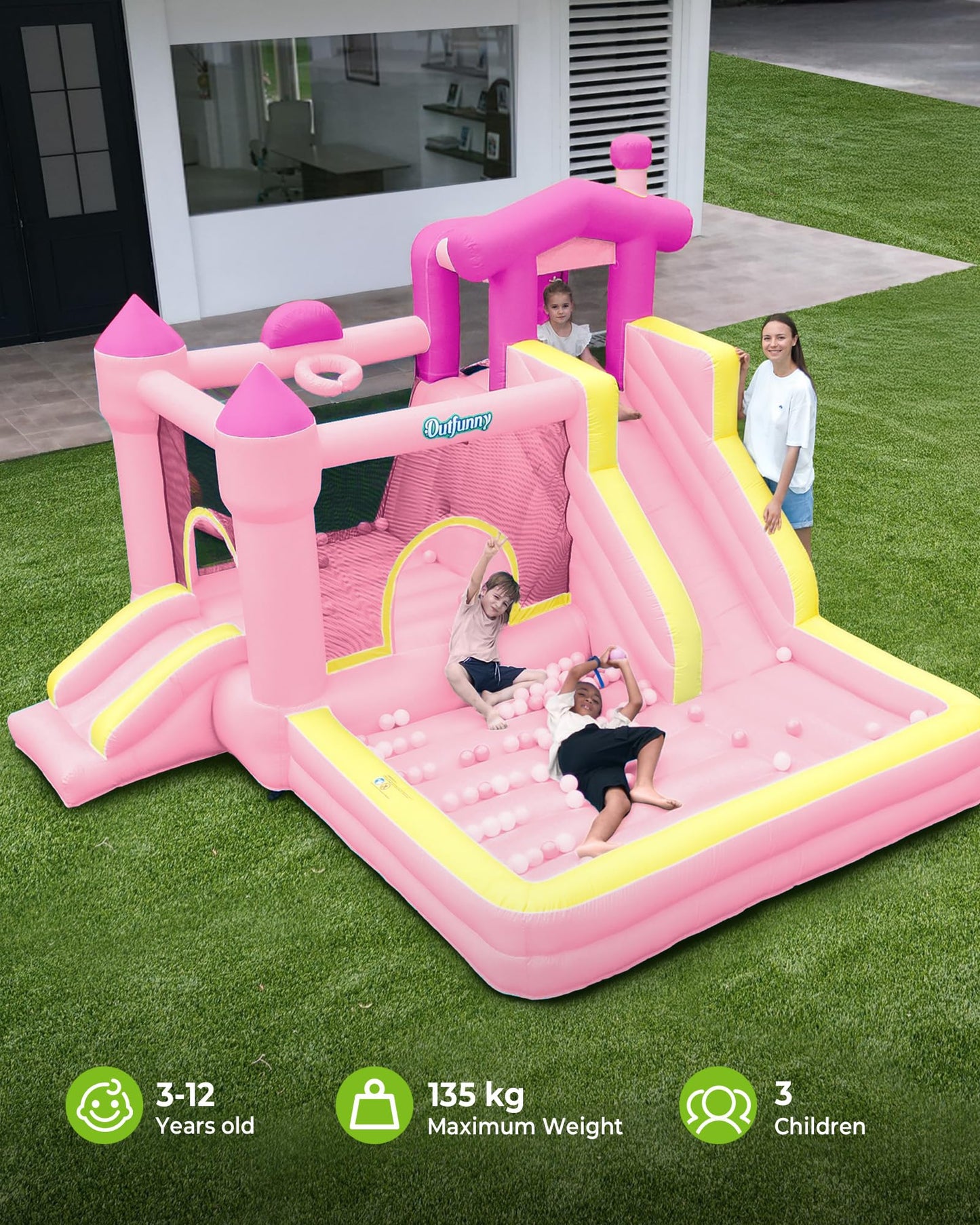 Outfunny 6-in-1 Unicorn Inflatable Bouncy Castle with Blower — 352x350x245cm | Ages 3-12
