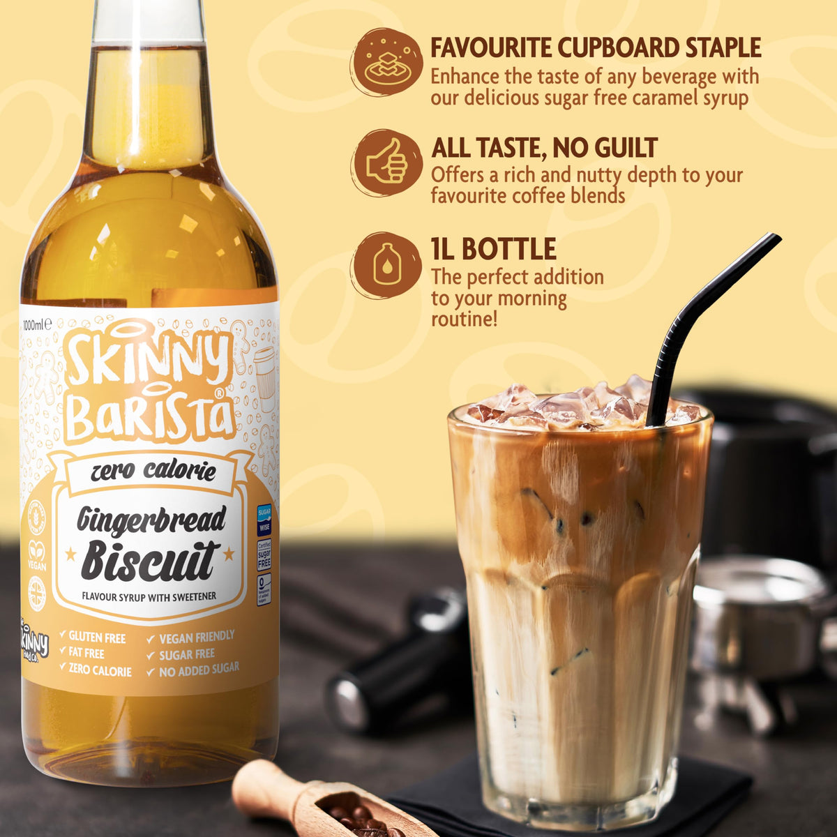 Skinny Food Co Butterscotch Syrup Zero Calorie 1L - Sugar Free Coffee Syrup