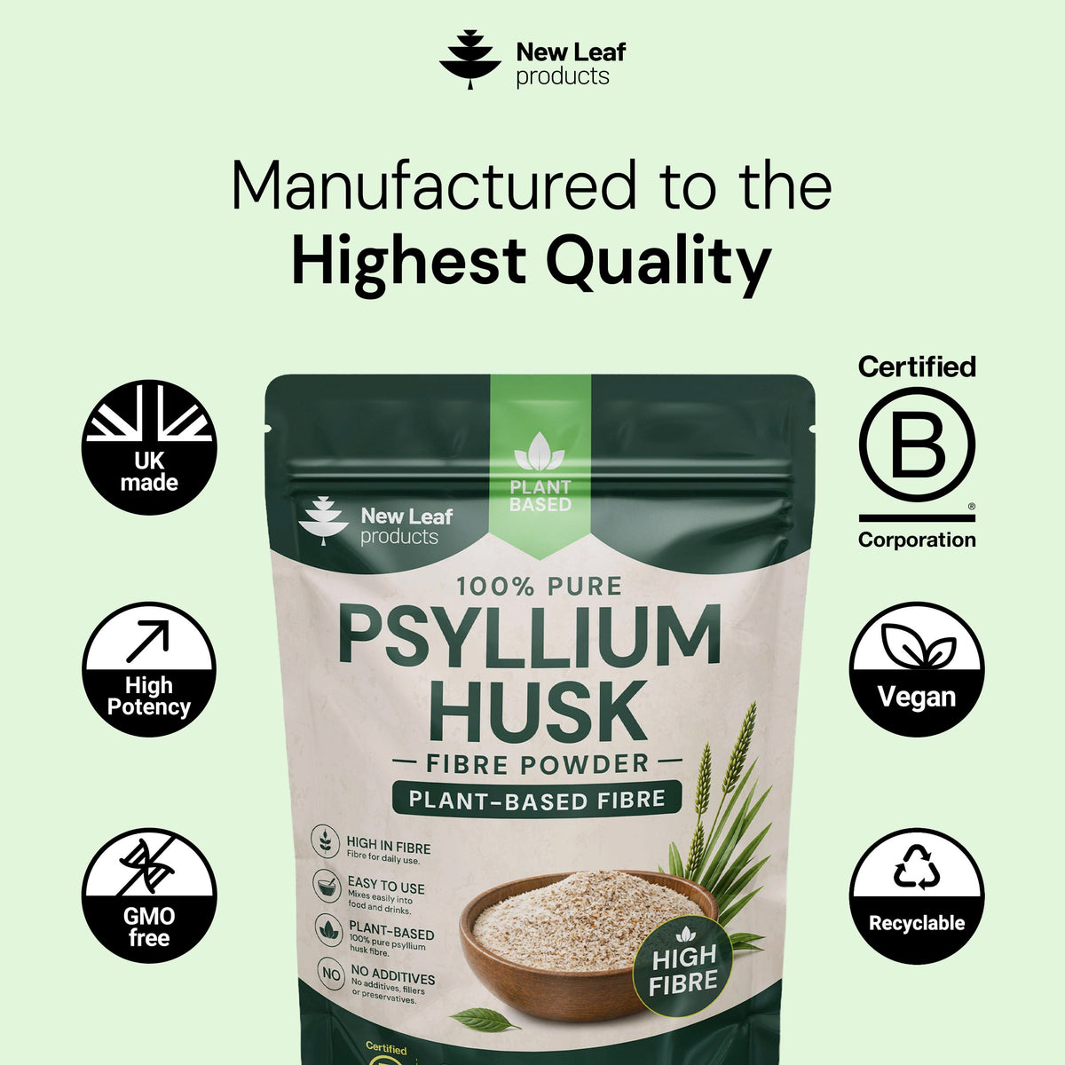 New Leaf Psyllium Husk 4000mg Fibre Supplement 120 Capsules