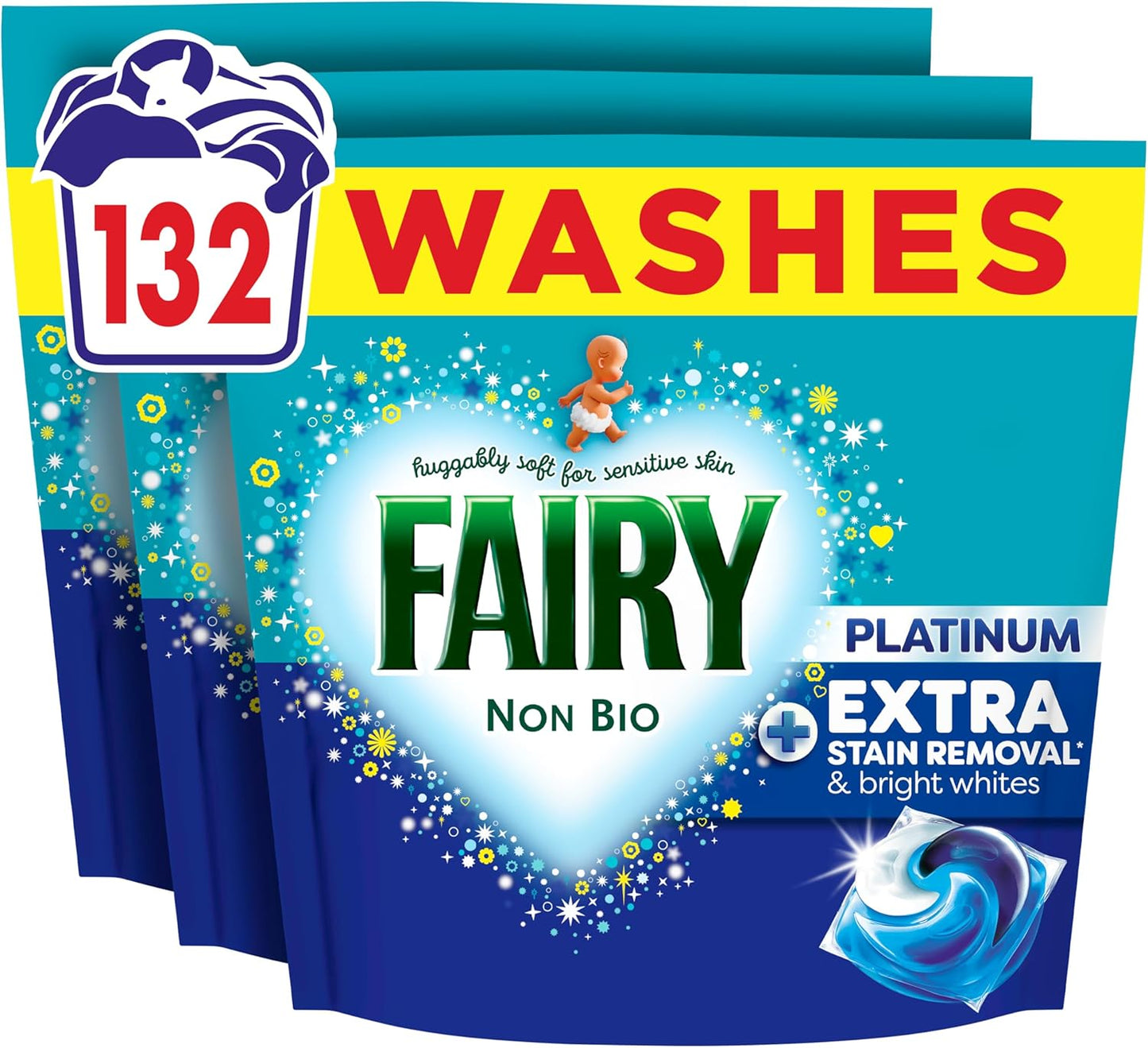 Fairy Non Bio Platinum Washing Pods Extra Stain Removal (44ctx3) 132ct