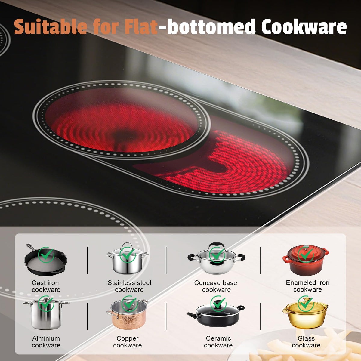 White Induction Hob 4 Ring Plug in, 2800W Electric Hob 13amp
