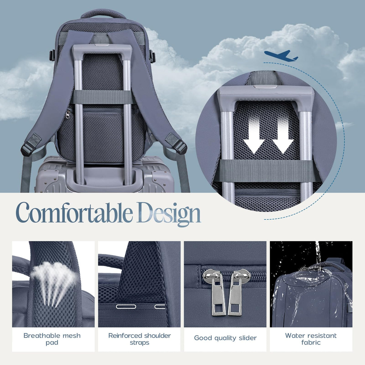 Xkdoai for Ryanair Cabin Bags 40x30x20,Backpack with TSA Approved Clear Bag