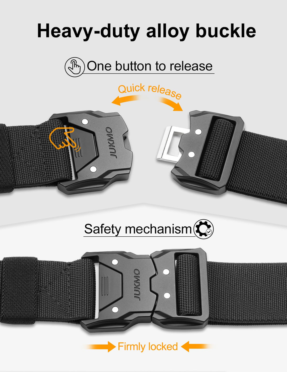 JUKMO Quick Release Tactical Belt, Military Work 1.5" Nylon Web Hiking Belt