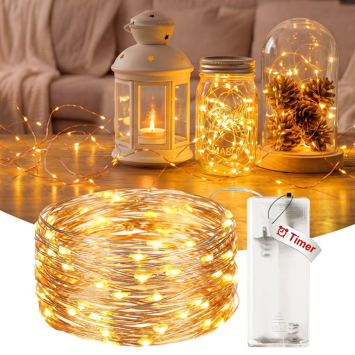 litogo Halloween Orange Fairy Lights Battery Operated with Timer, 3M 30 LED