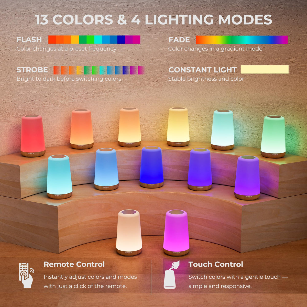 Night Light, LED Touch Bedside Lamp for Bedroom, Living Room & Kids