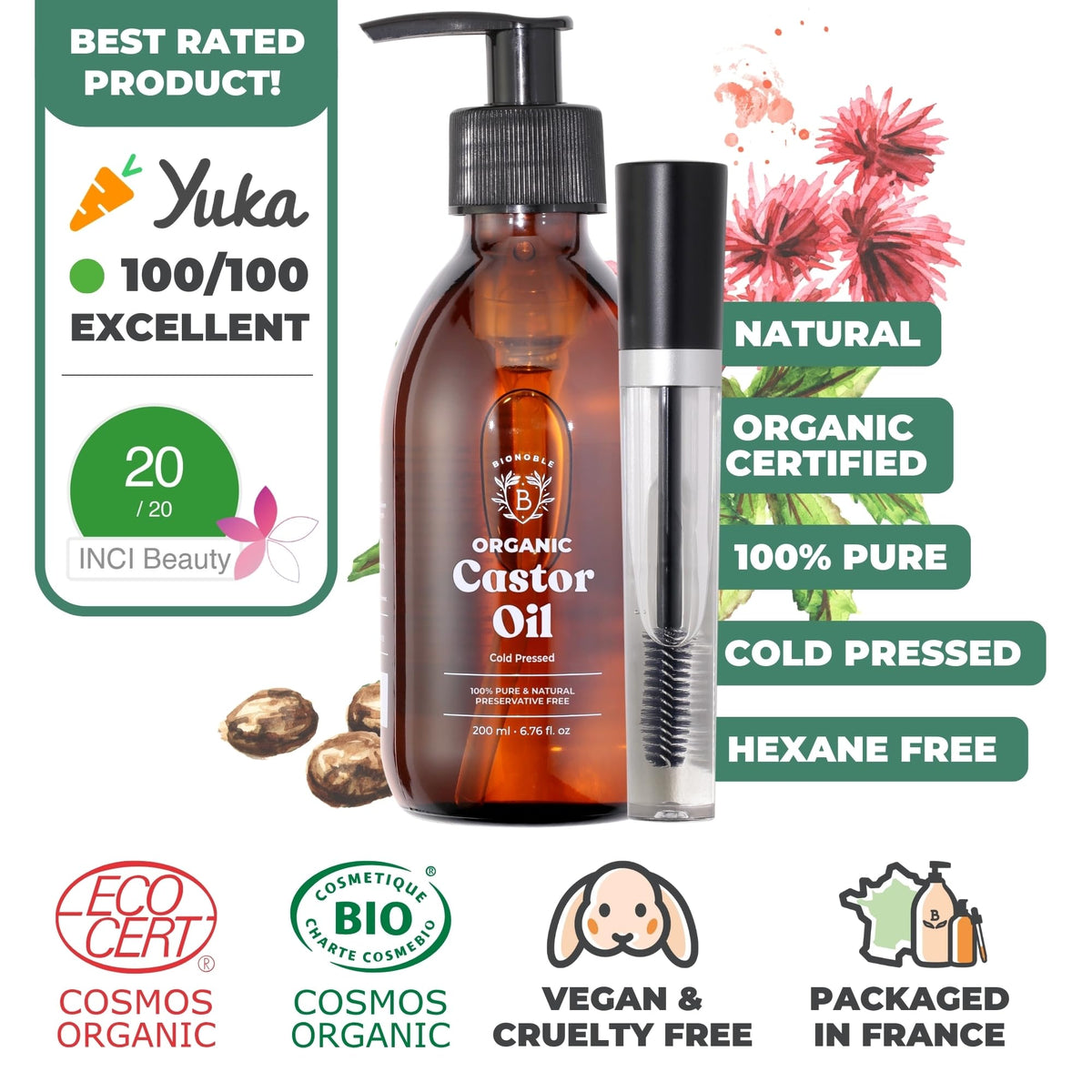 BIONOBLE Organic Rosemary Oil for Hair Growth - Hair Loss, Volume - 50ml