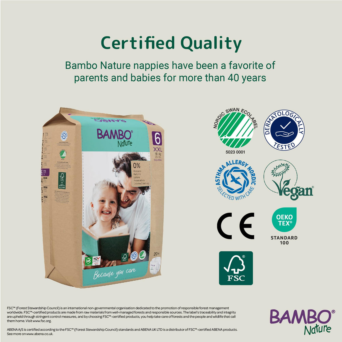 Bambo Nature Premium Eco Nappies, Premature Size 0 (2-7lb/1-3kg), XXS, Pack of 24, Eco-Labelled Nappies, Enhanced Leakage Protection, Secure and Comfortable Baby Nappy