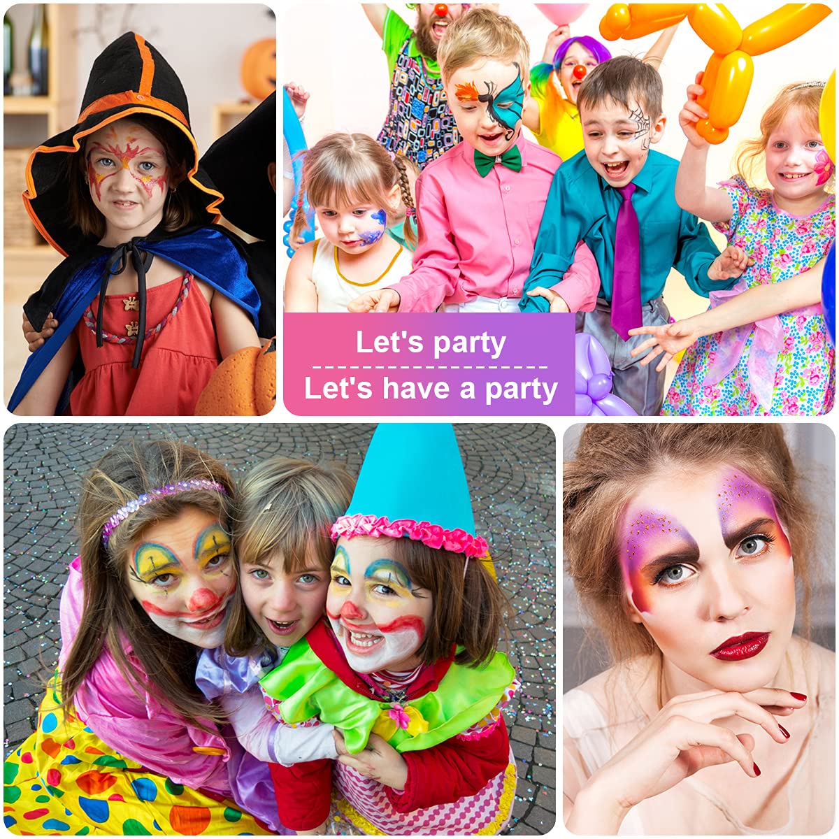 URAQT Face Paint Kit, 15 Color Face & 15 Color Neon Ultraviolet Painting with 2 Brushes 80 Stencils, Washable Safe Body Paint for Adults Kids Halloween Party Carnival, Makeup Paint Non-Toxic to Use