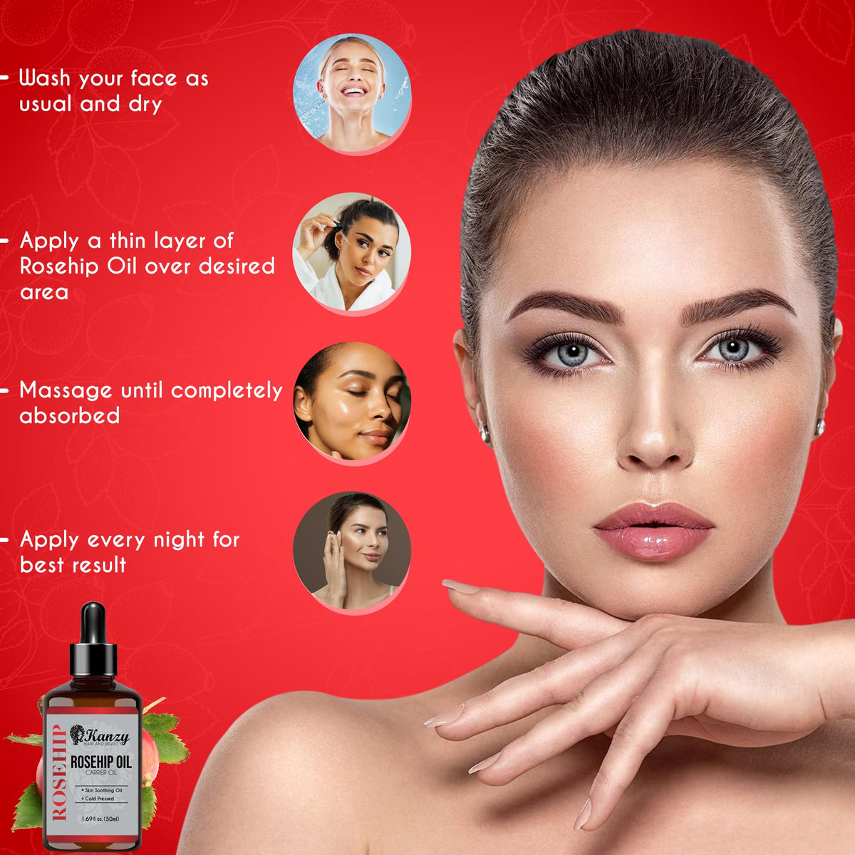 Kanzy Vitamin E Oil for Skin, Hair, Lips and Face - Naturally Sourced Multi-Purpose Plant-Based Vitamin E Oil for Hair Growth as Skincare and Haircare Product for both Men and Women (30 ml)