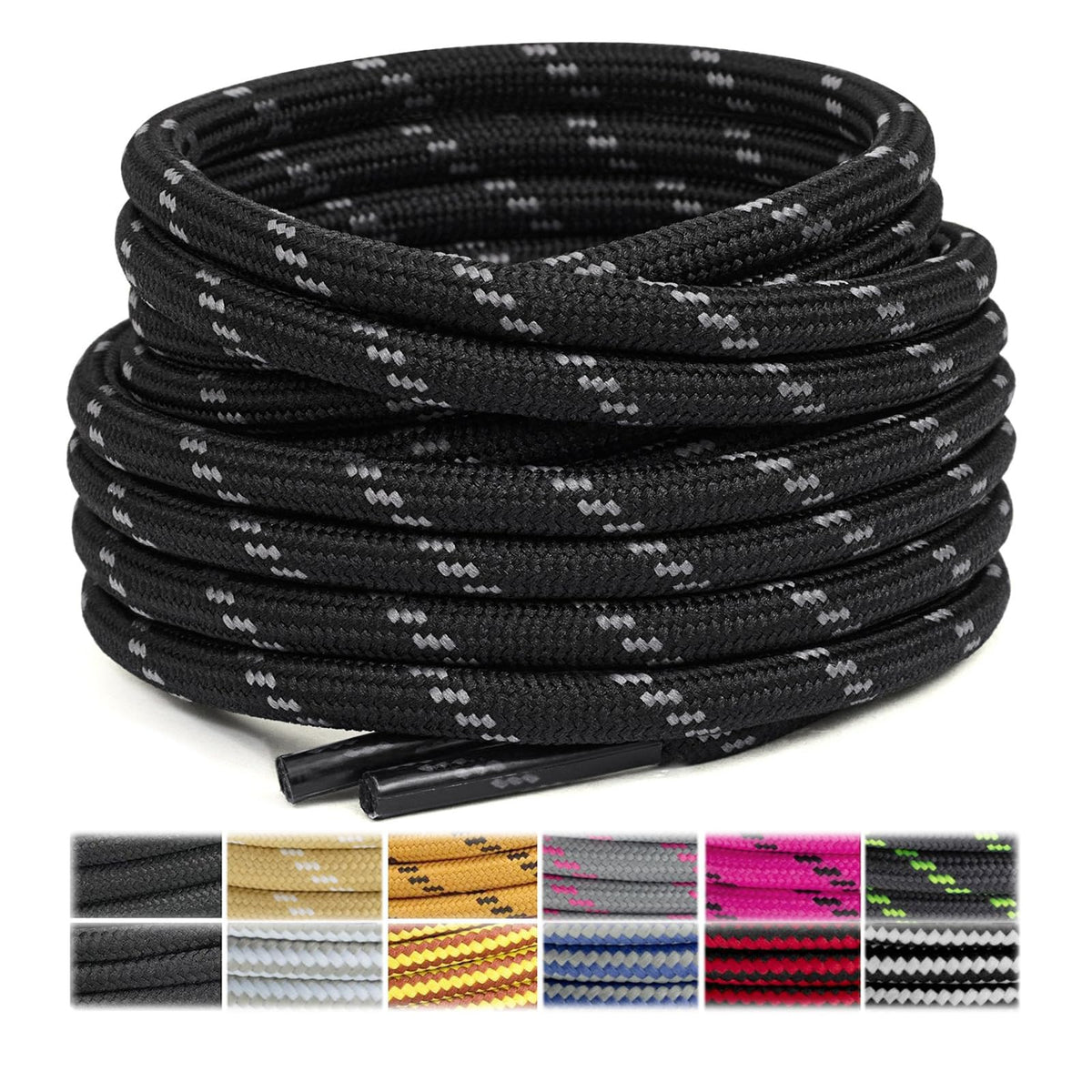 Stepace 2 Pairs Round Heavy Duty Boot Laces for Hiking and Work Boots