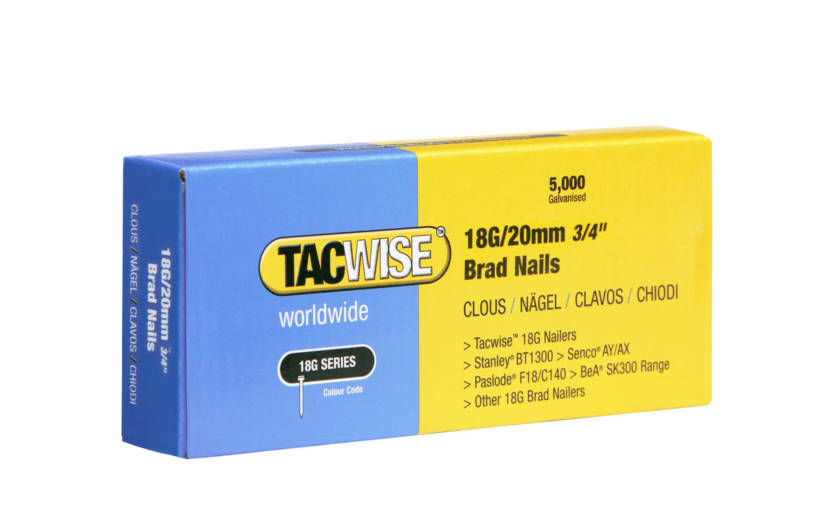 Tacwise 0401 Galvanised Brad Nails Type 18G / 50 mm, Pack of 5000