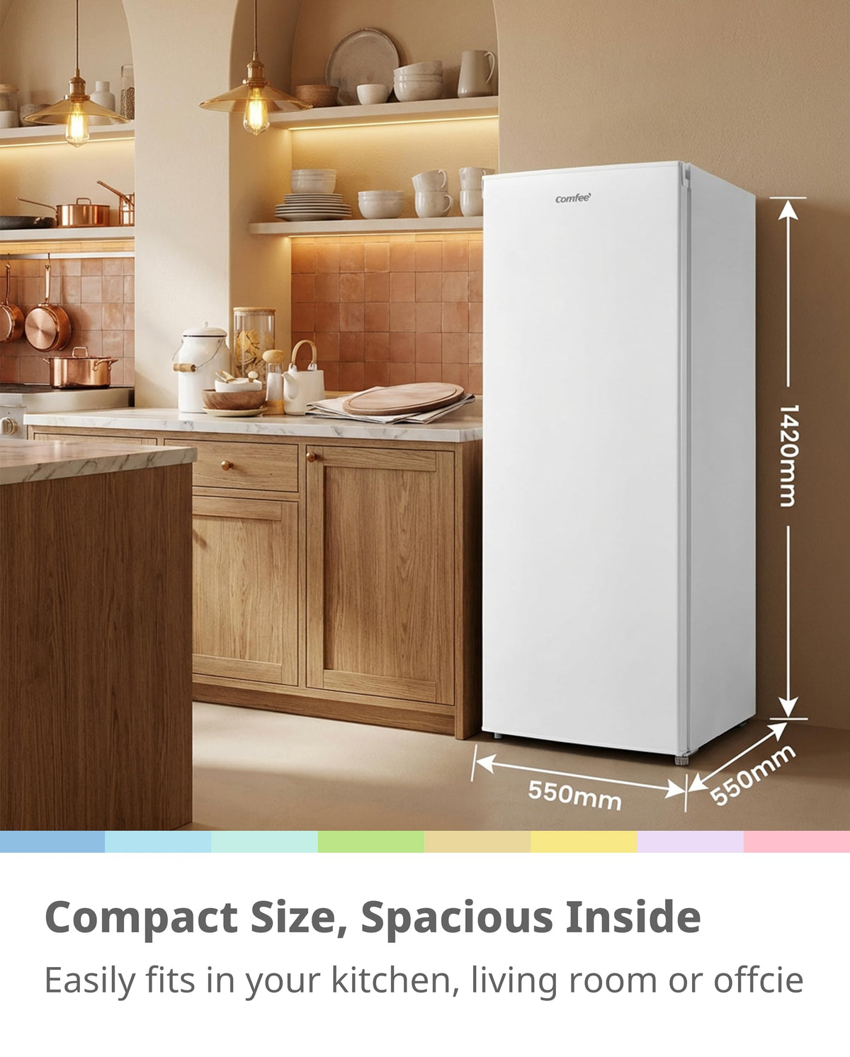 COMFEE' 80L Under Counter Fridge with 4-Star Ice Box, RCD80WH3UK(E)