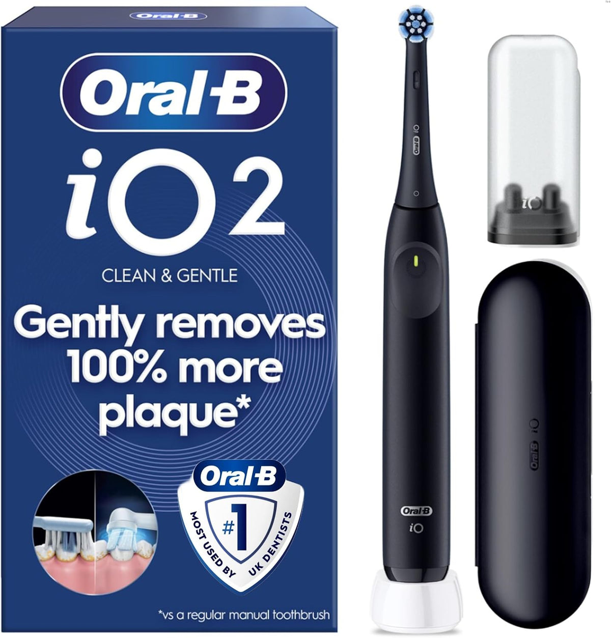 Oral-B iO2 Electric Toothbrush for Adults, Night Black, with Travel Case