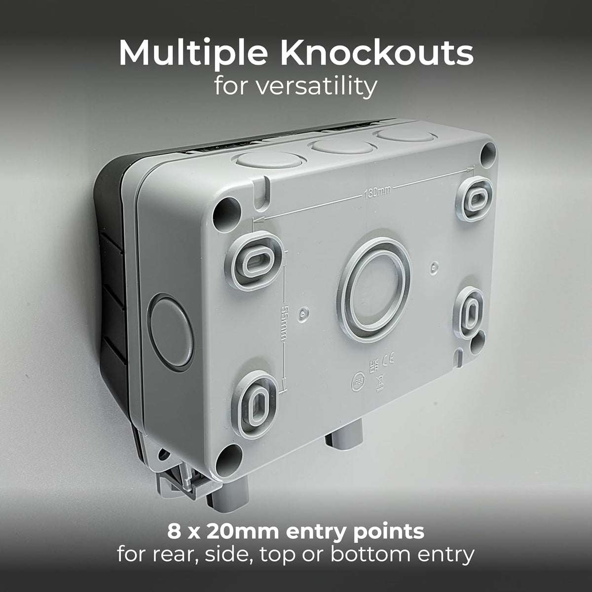 BG Electrical Outdoor Double Switched Power Wall Plug Socket, Weatherproof, Nexus Storm, Grey, 13A, IP66 Rated, WP22