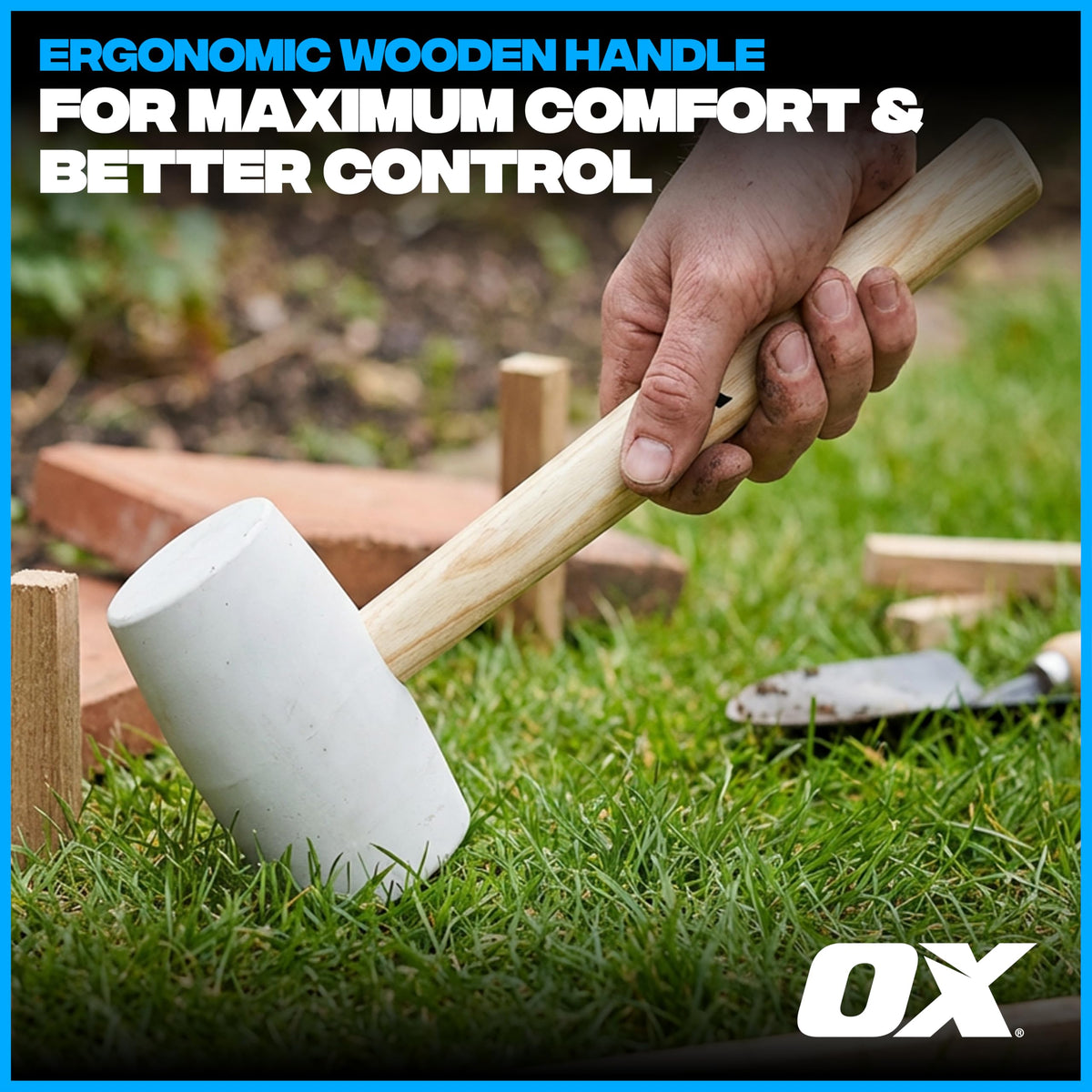 OX Trade Black Rubber Mallet 16oz / 450g, Non-Marking Hammer, Wooden Handle