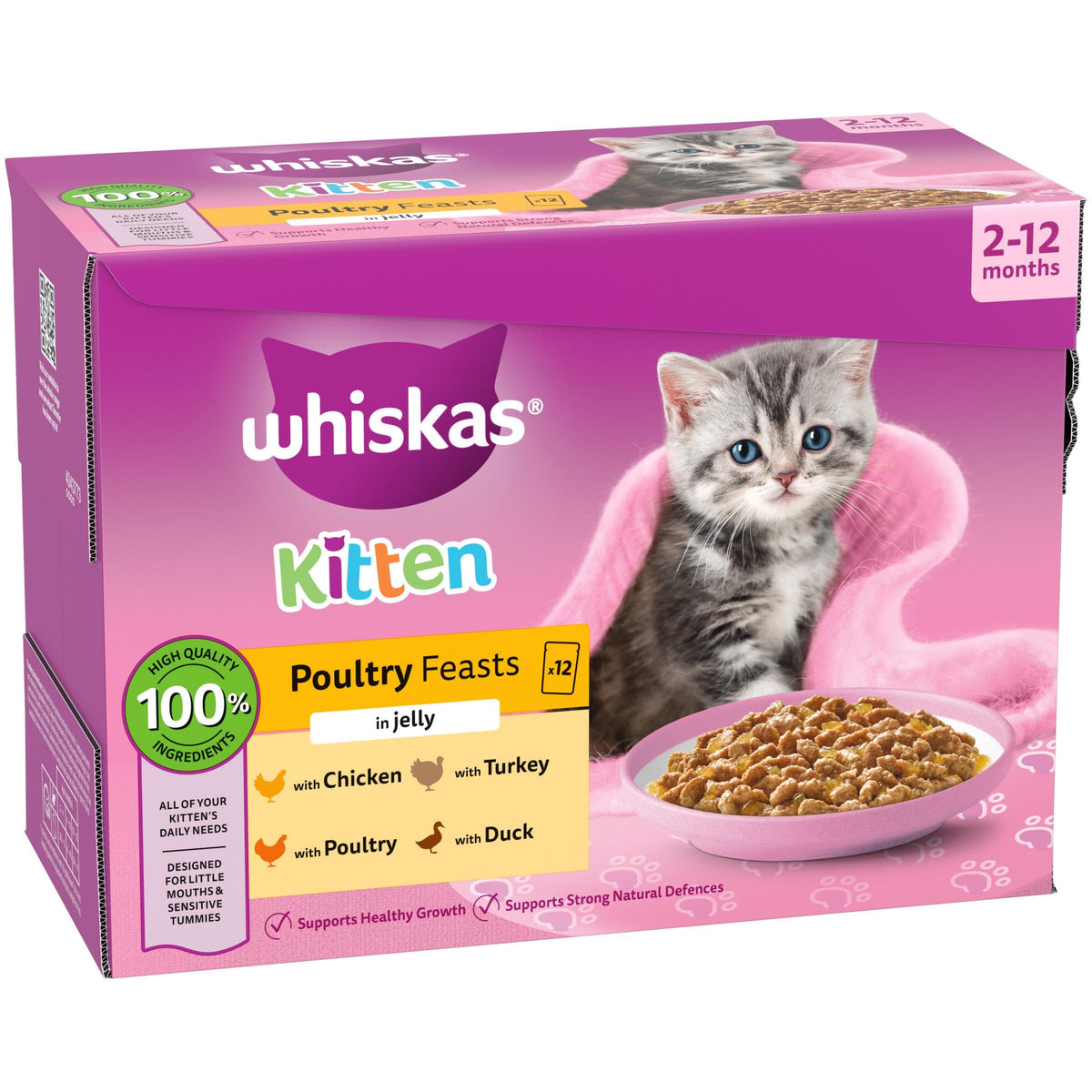 whiskas Junior Poultry Selection in Jelly 84 Pouches, Wet Kitten and Cat Food, Selection of Chicken, Duck, Poultry and Turkey, Megapack (84 x 85 g)